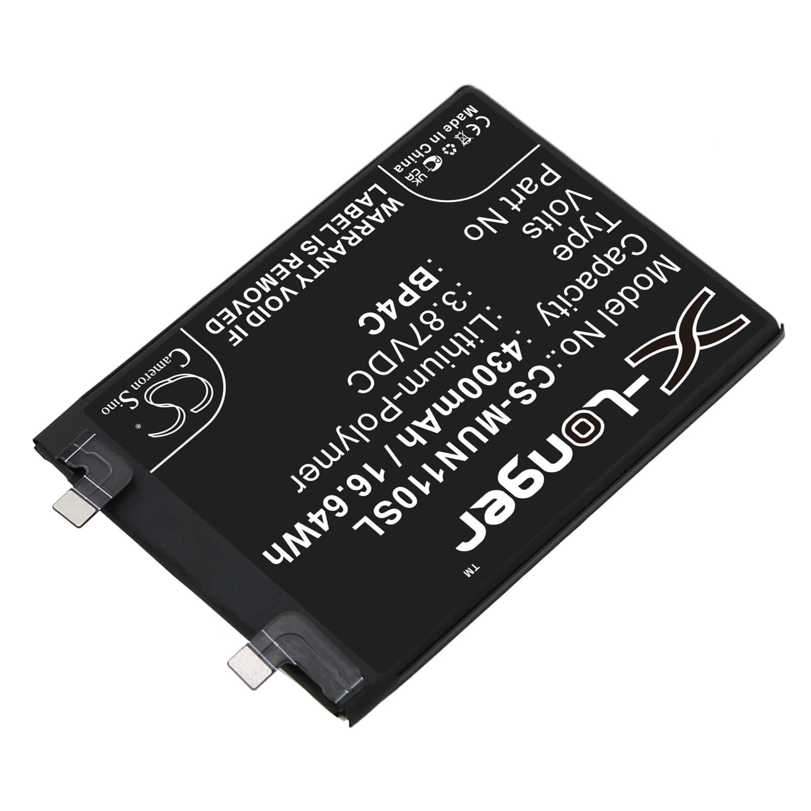 Li-Polymer Battery fits Xiaomi, Redmi Note 11t Pro+ 3.87V, 4300mAh / 16.64Wh Mobile & SmartPhone Cameron Sino Technology Limited