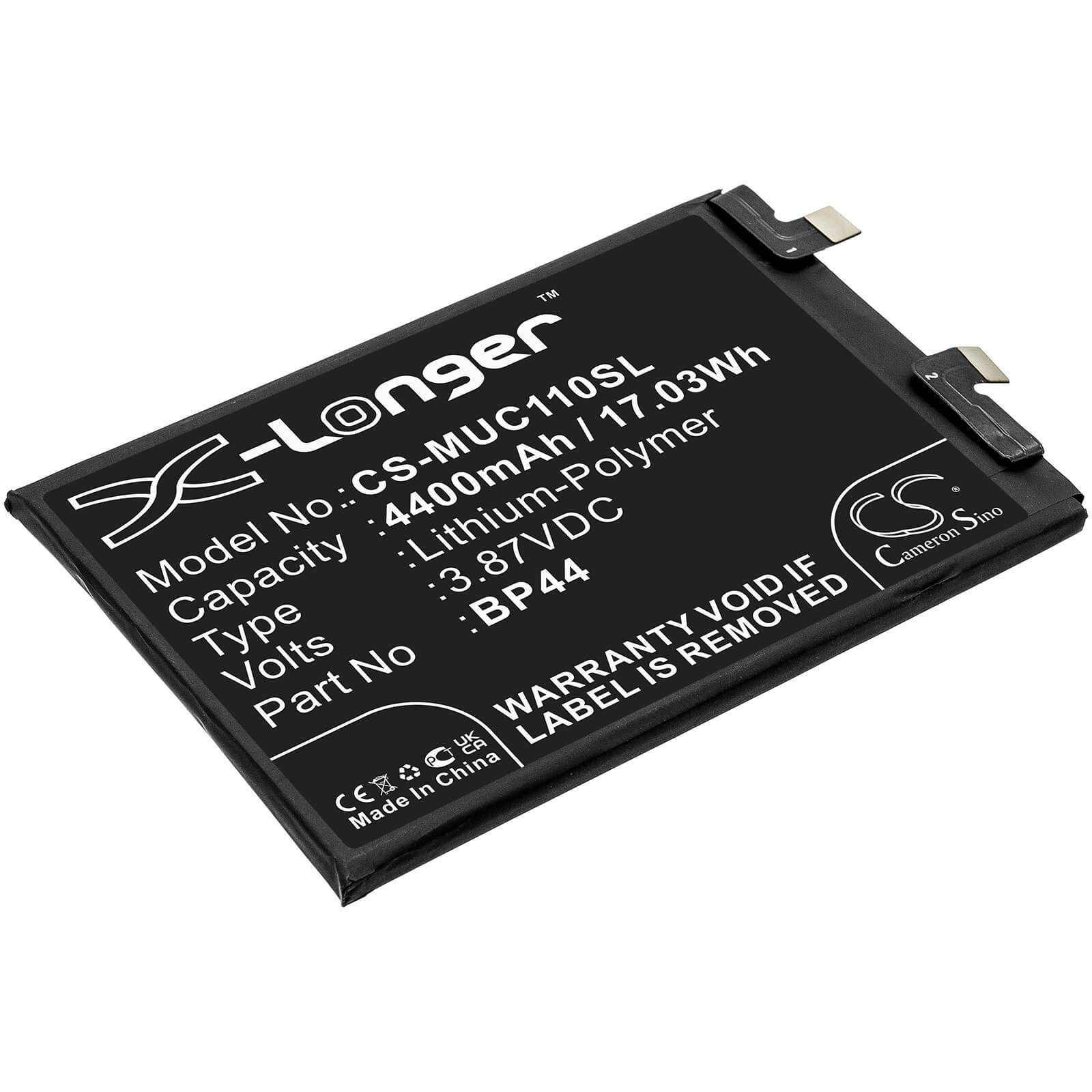 Li-Polymer Battery fits Xiaomi, Cc11, Civi 5g 3.87V, 4400mAh / 17.03Wh Mobile & SmartPhone Cameron Sino Technology Limited