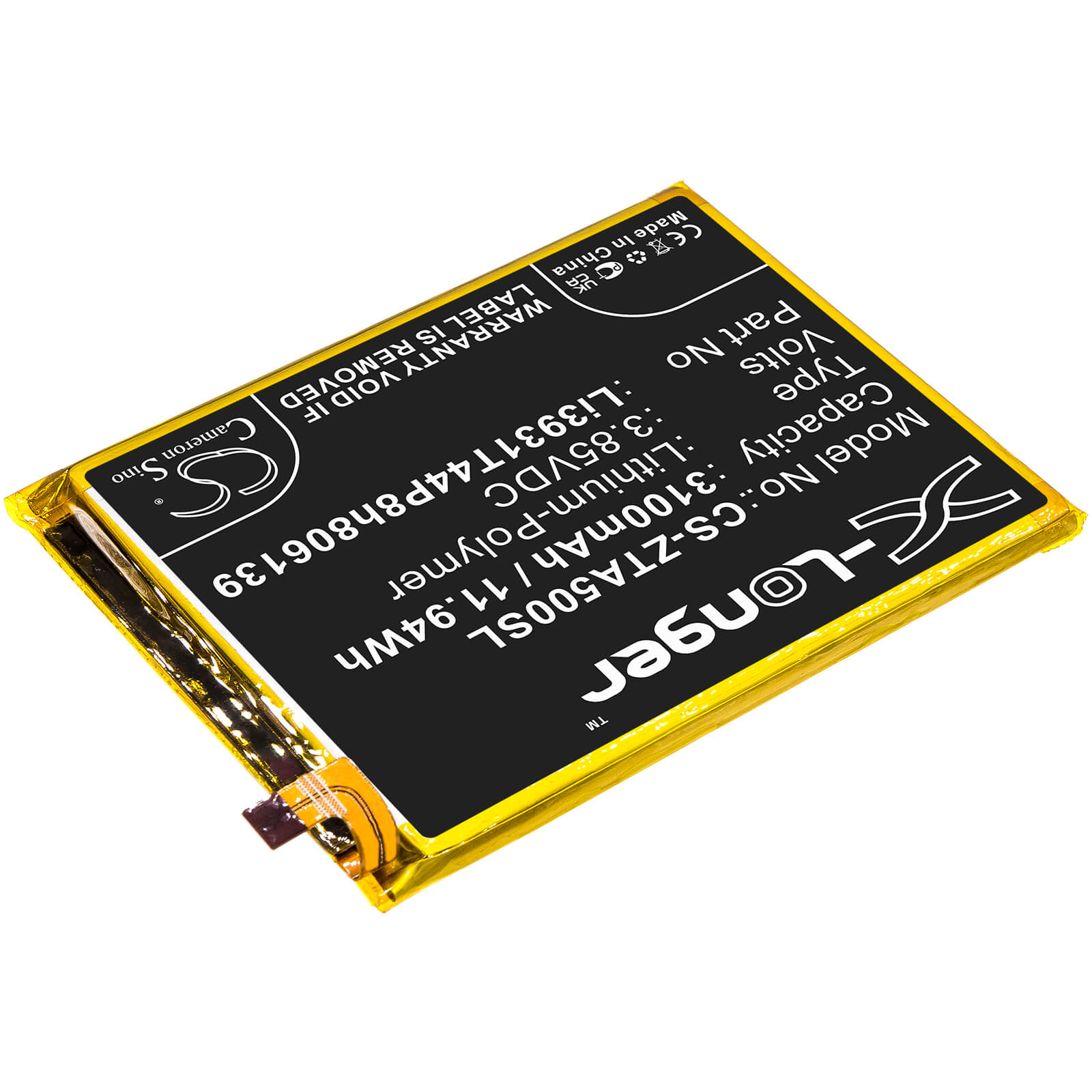 Li-Polymer Battery fits Zte, Blade A5 2020, Blade A7 Prime 3.85V, 3100mAh / 11.94Wh Mobile & SmartPhone Cameron Sino Technology Limited