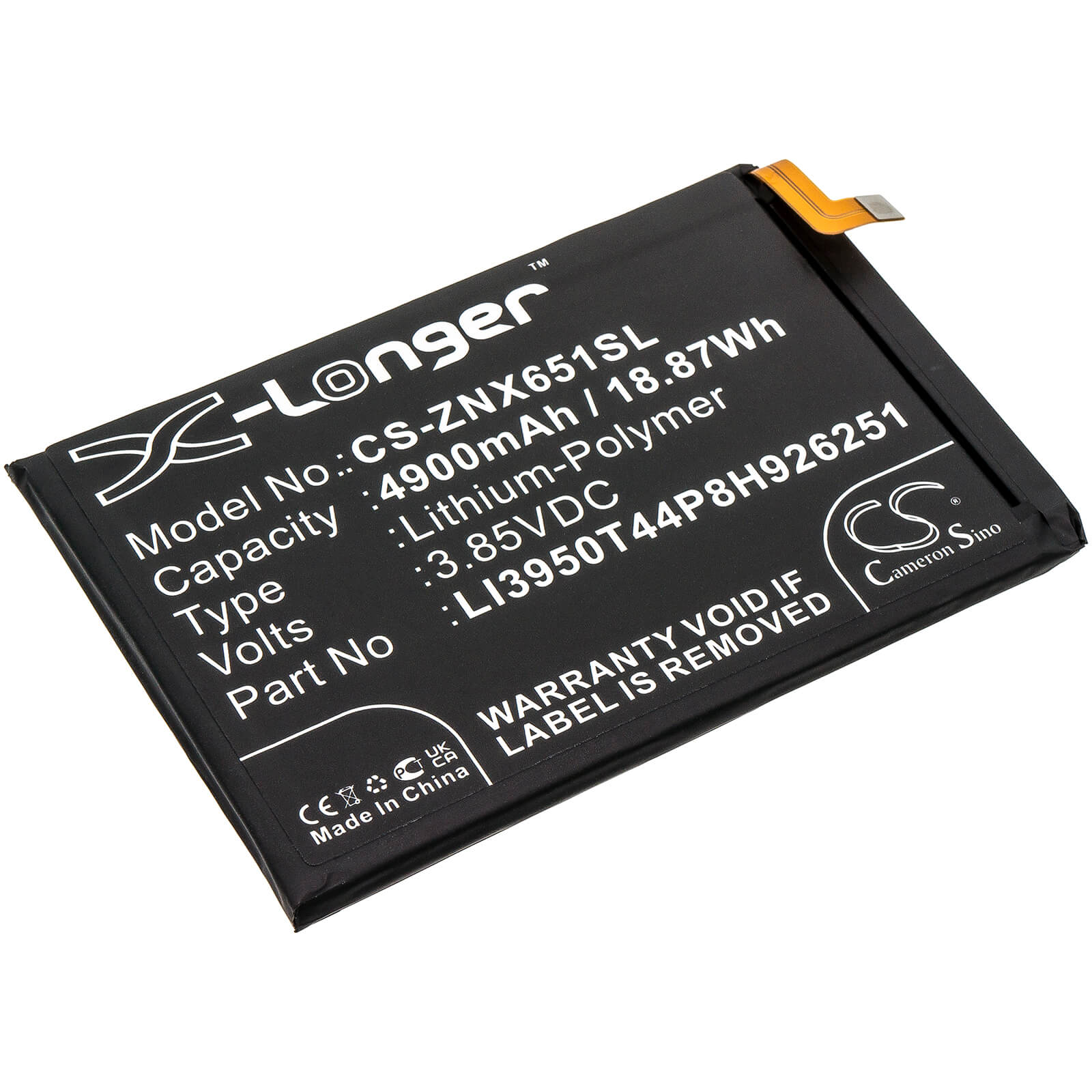Li-Polymer Battery fits Zte, Nubia Play, Nubia Play 5g 3.85V, 4900mAh / 18.87Wh Mobile & SmartPhone Cameron Sino Technology Limited