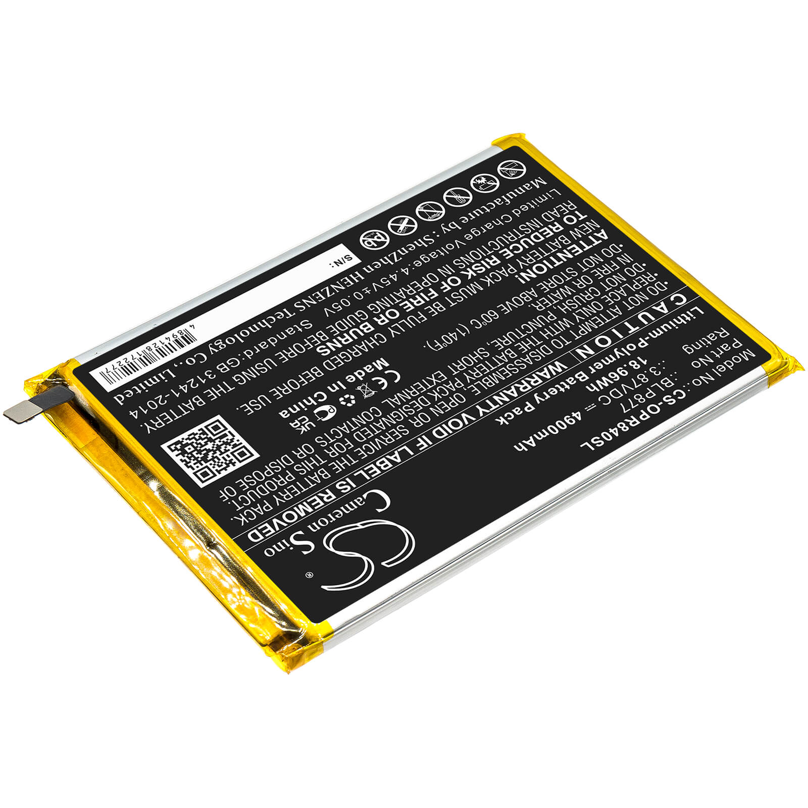 Li-Polymer Battery fits Oppo, Realme 8i 3.87V, 4900mAh / 18.96Wh Mobile & SmartPhone Cameron Sino Technology Limited