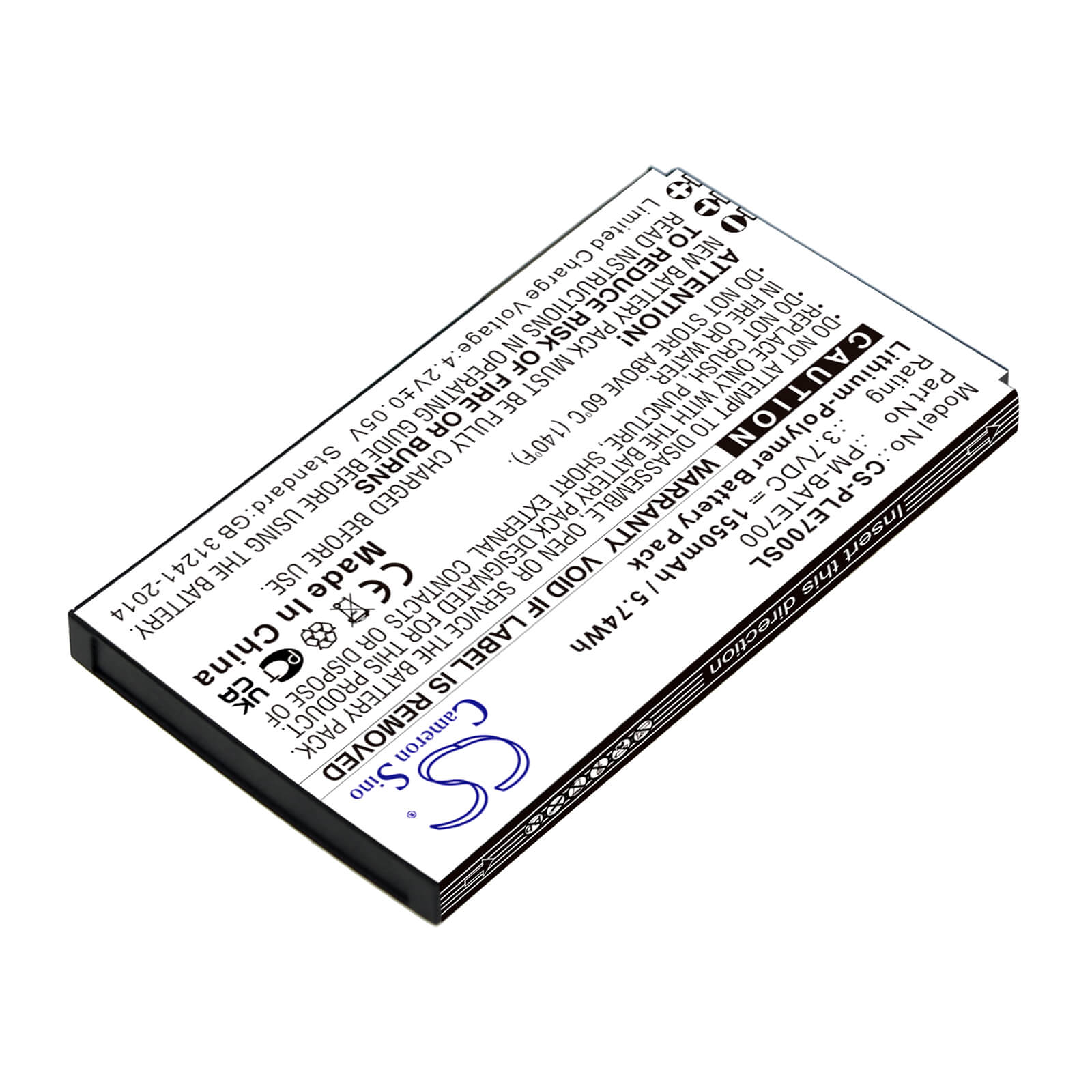 Li-Polymer Battery fits Plum, E700, Ram 7 3.7V, 1550mAh / 5.74Wh Mobile & SmartPhone Cameron Sino Technology Limited