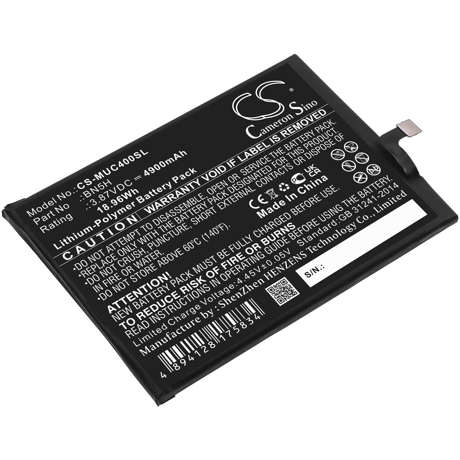 Li-Polymer Battery fits Poco, M4 5g, Mzb0brzin 3.87V, 4900mAh / 18.96Wh Mobile & SmartPhone Cameron Sino Technology Limited