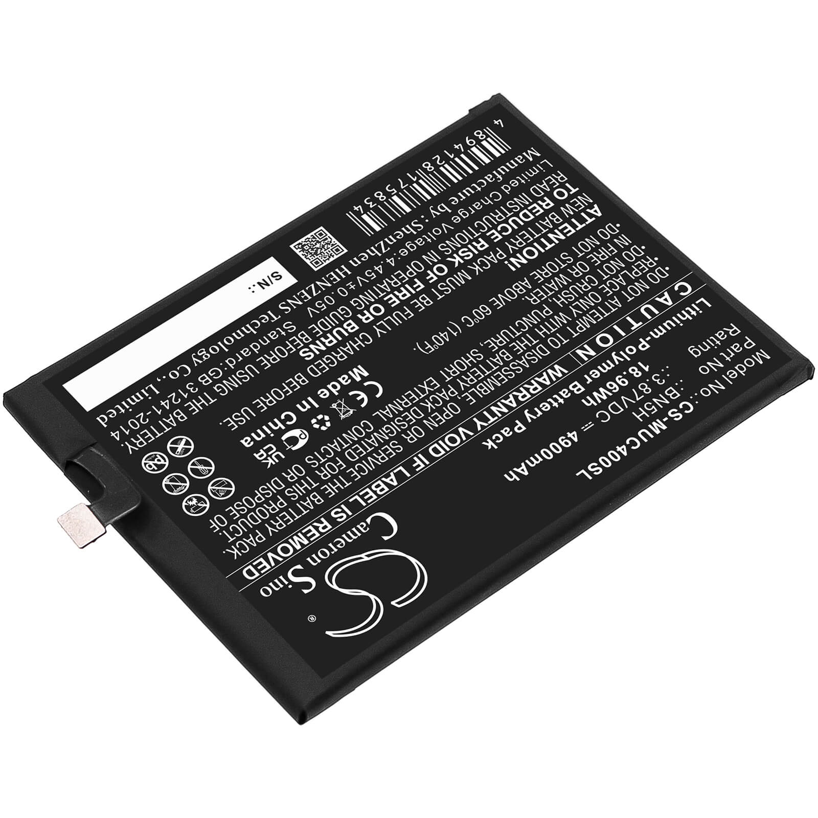 Li-Polymer Battery fits Poco, M4 5g, Mzb0brzin 3.87V, 4900mAh / 18.96Wh Mobile & SmartPhone Cameron Sino Technology Limited