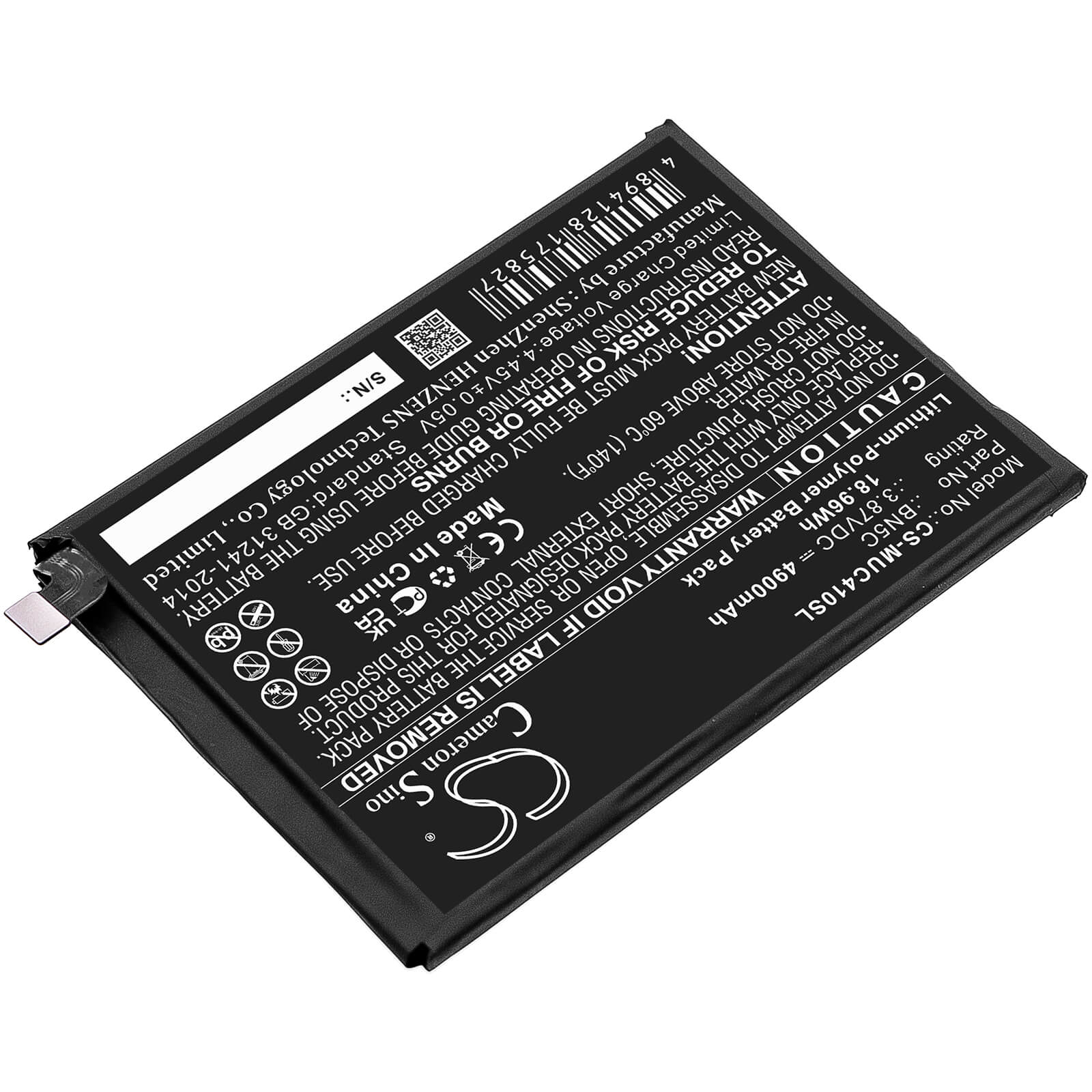 Li-Polymer Battery fits Poco, 21091116ag, M4 Pro 5g 3.87V, 4900mAh / 18.96Wh Mobile & SmartPhone Cameron Sino Technology Limited