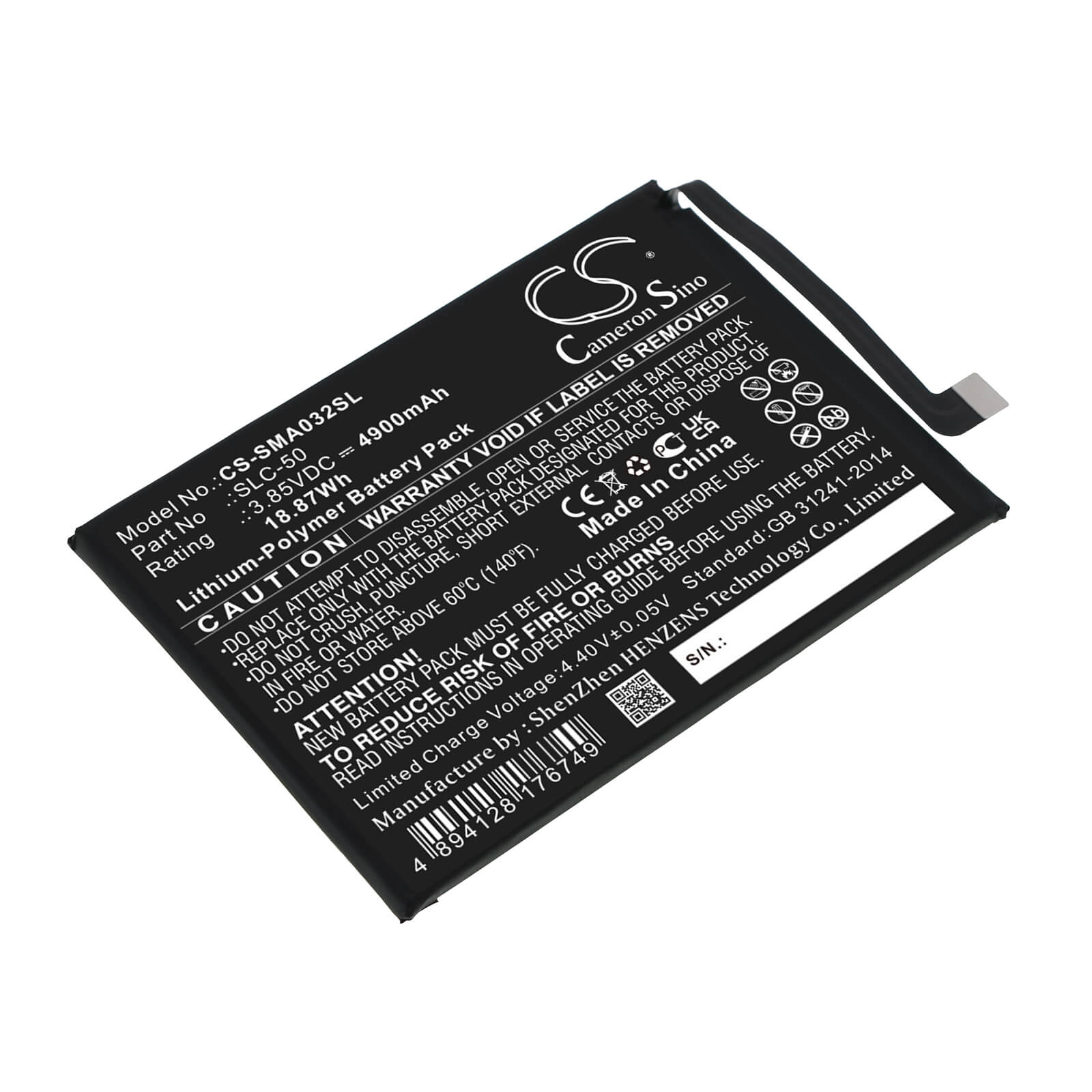 Li-Polymer Battery fits Samsung, Galaxy A03 Core, Sm-a032f 3.85V, 4900mAh / 18.87Wh Mobile & SmartPhone Cameron Sino Technology Limited