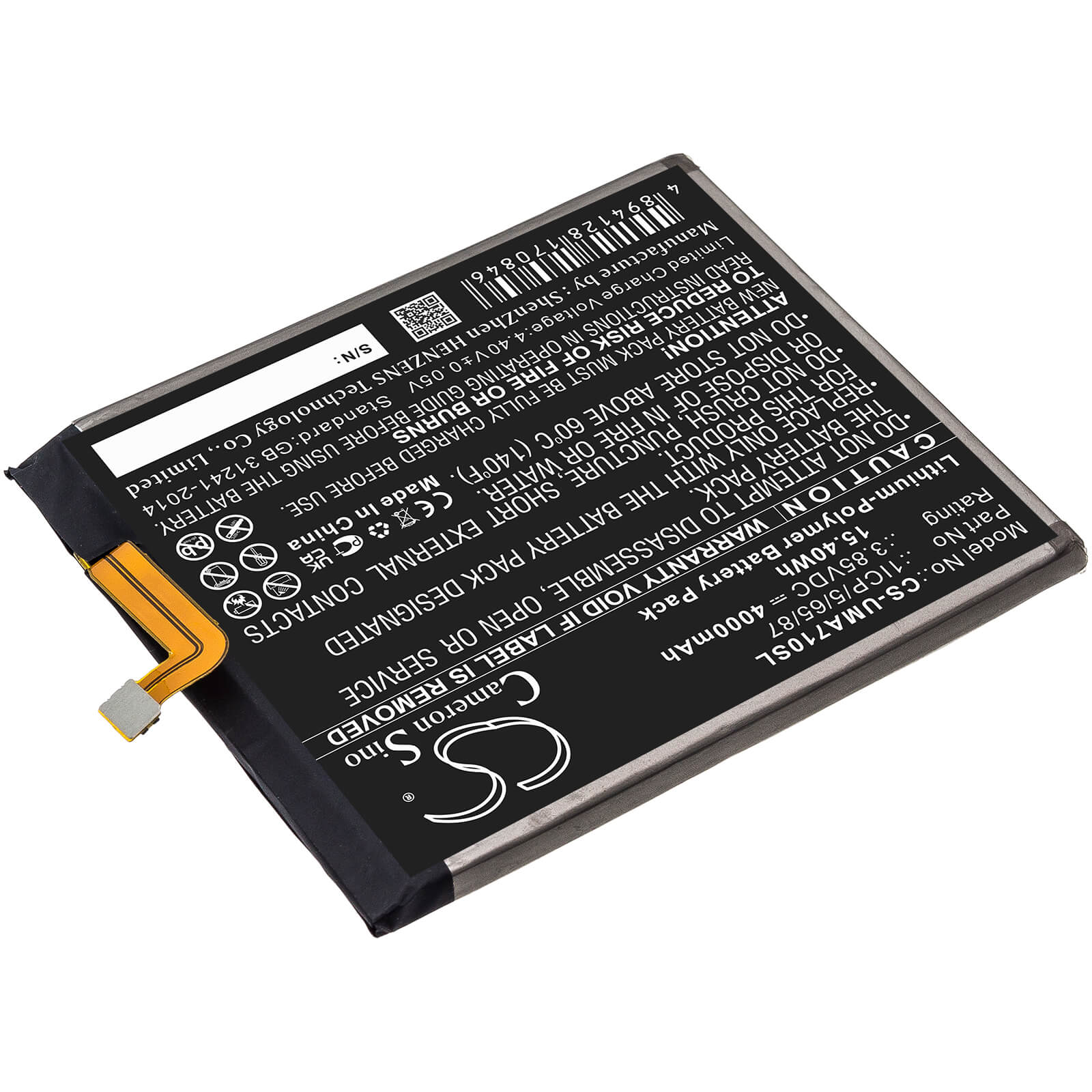 Li-Polymer Battery fits Umi, Umidigi A7 Pro 3.85V, 4000mAh / 15.40Wh Mobile & SmartPhone Cameron Sino Technology Limited