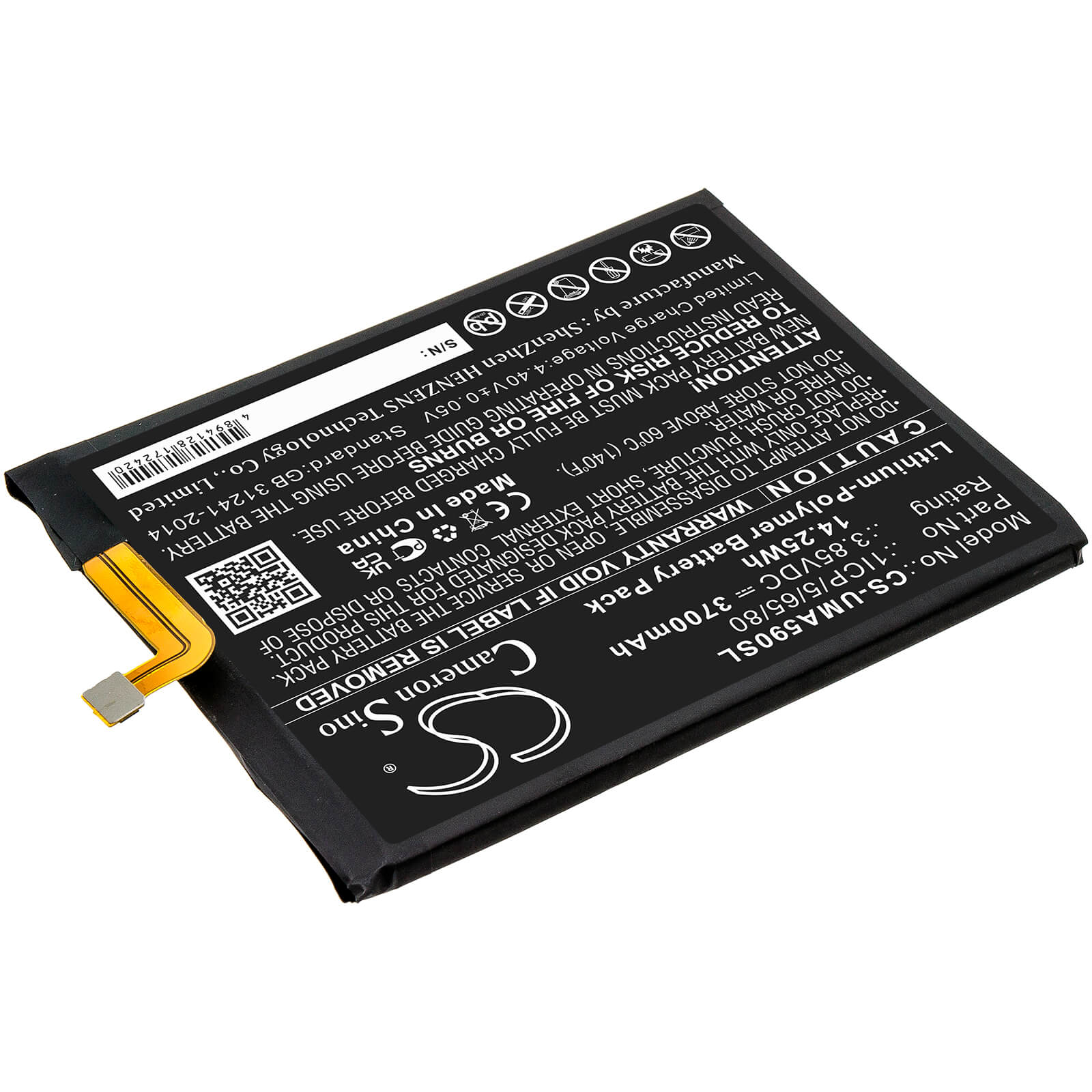 Li-Polymer Battery fits Umi, Umidigi A9 Pro 3.85V, 3700mAh / 14.25Wh Mobile & SmartPhone Cameron Sino Technology Limited