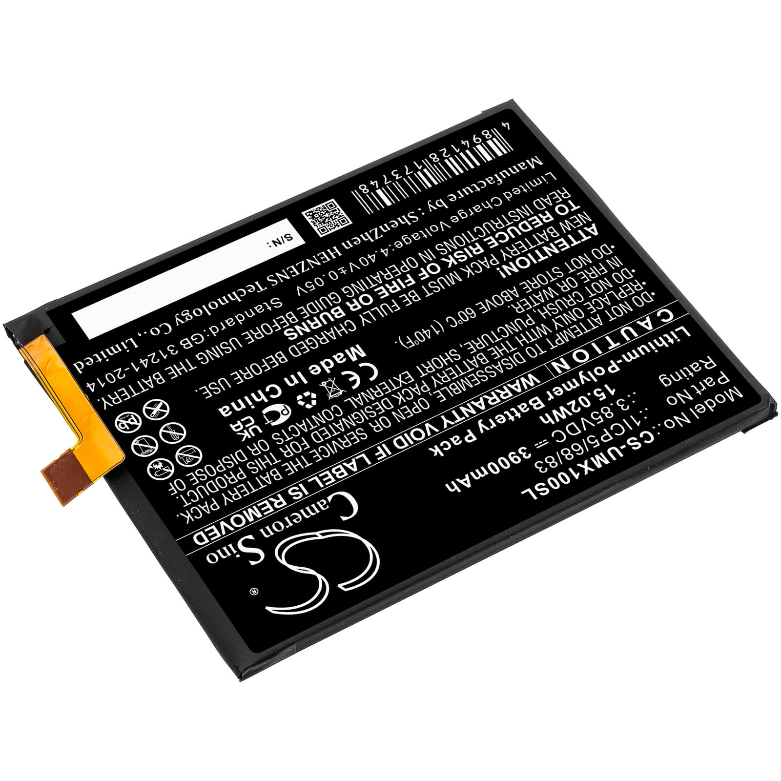 Li-Polymer Battery fits Umi, Umidigi X 3.85V, 3900mAh / 15.02Wh Mobile & SmartPhone Cameron Sino Technology Limited