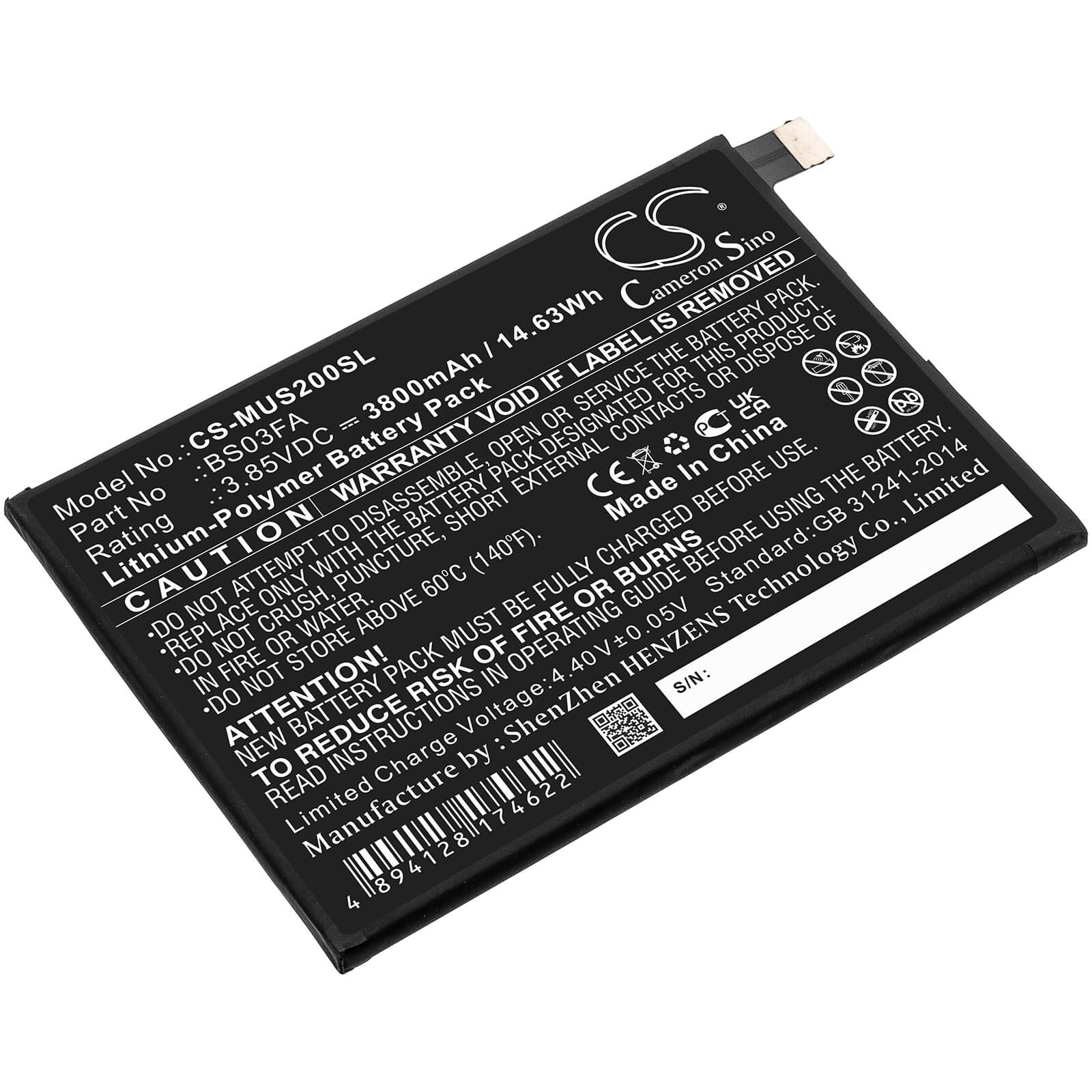Li-Polymer Battery fits Xiaomi, Awm-a0, Black Shark 2 3.85V, 3800mAh / 14.63Wh Mobile & SmartPhone Cameron Sino Technology Limited