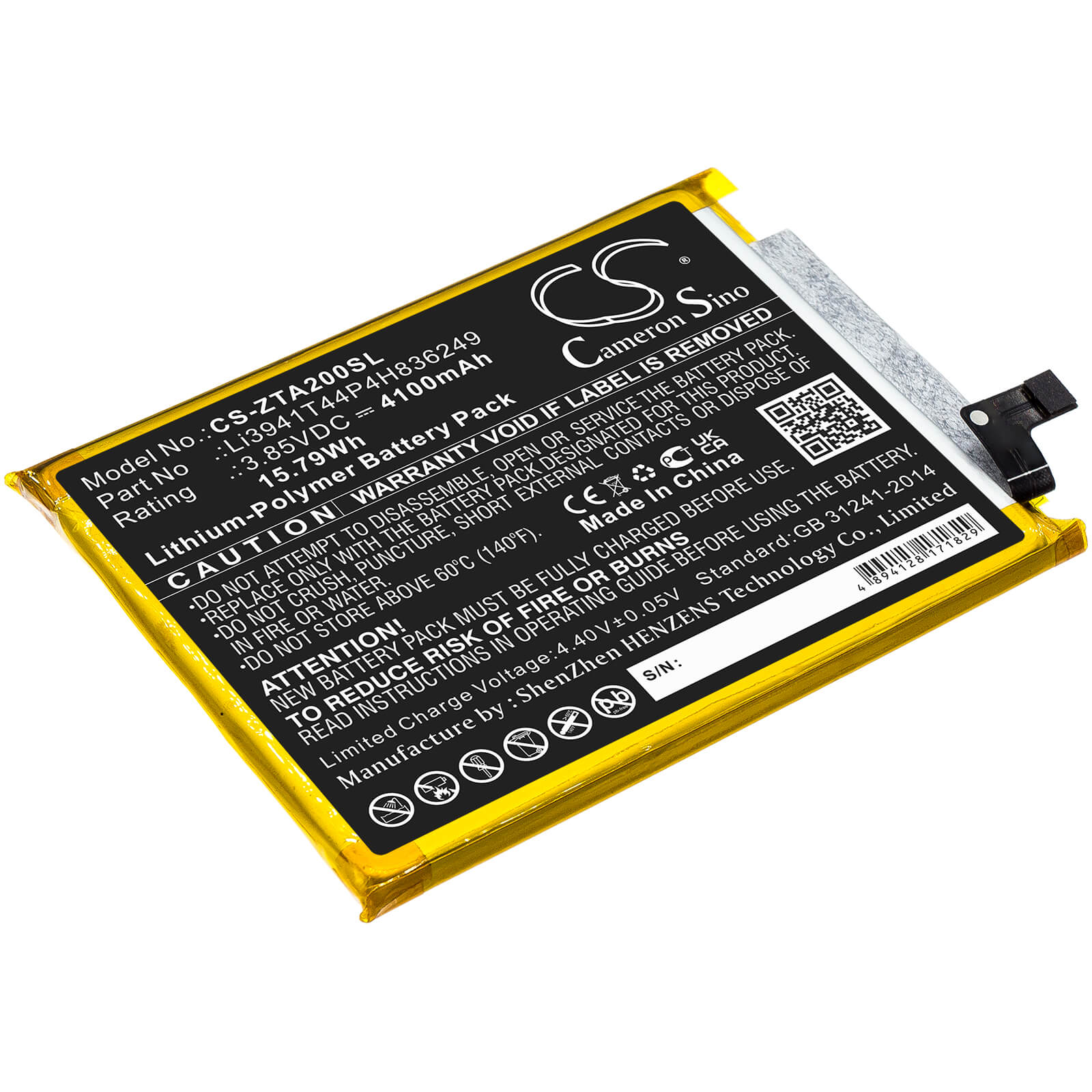 Li-Polymer Battery fits Zte, A2121, A2121g 3.85V, 4100mAh / 15.79Wh Mobile & SmartPhone Cameron Sino Technology Limited