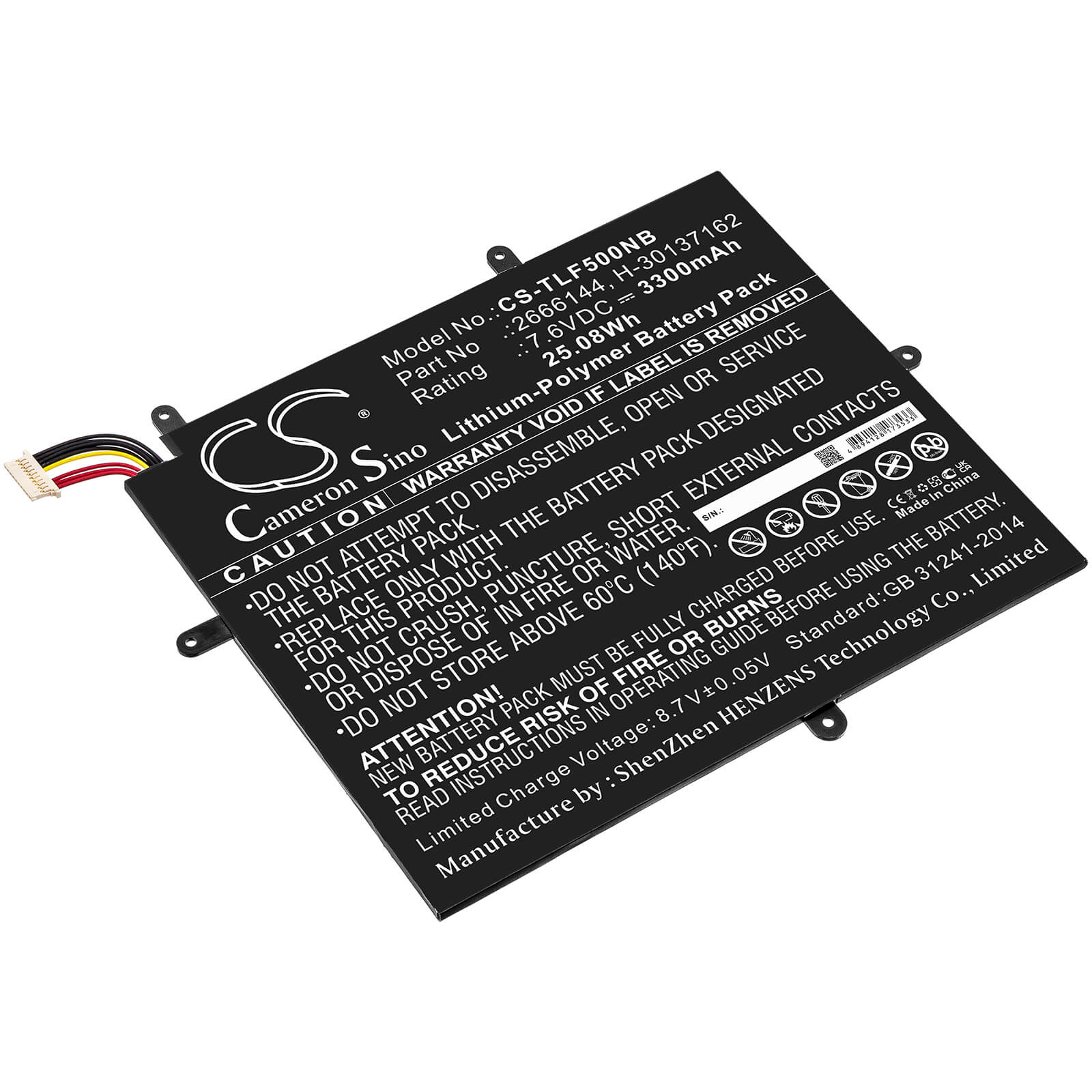 Li-Polymer Battery fits Jumper, Ezbook X1 7.6V, 3300mAh / 25.08Wh Notebook & Laptop Cameron Sino Technology Limited
