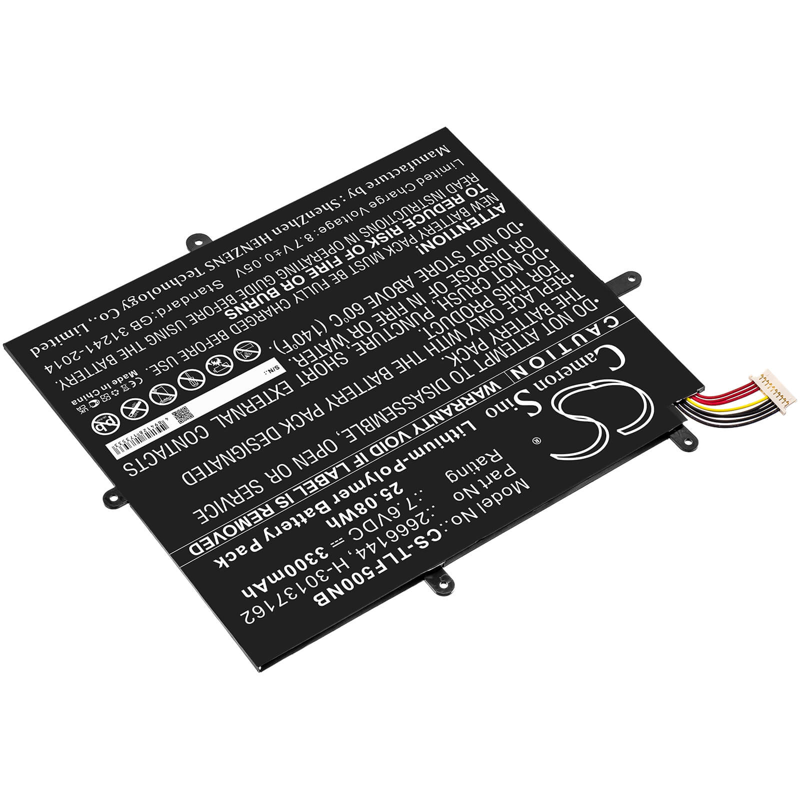 Li-Polymer Battery fits Jumper, Ezbook X1 7.6V, 3300mAh / 25.08Wh Notebook & Laptop Cameron Sino Technology Limited