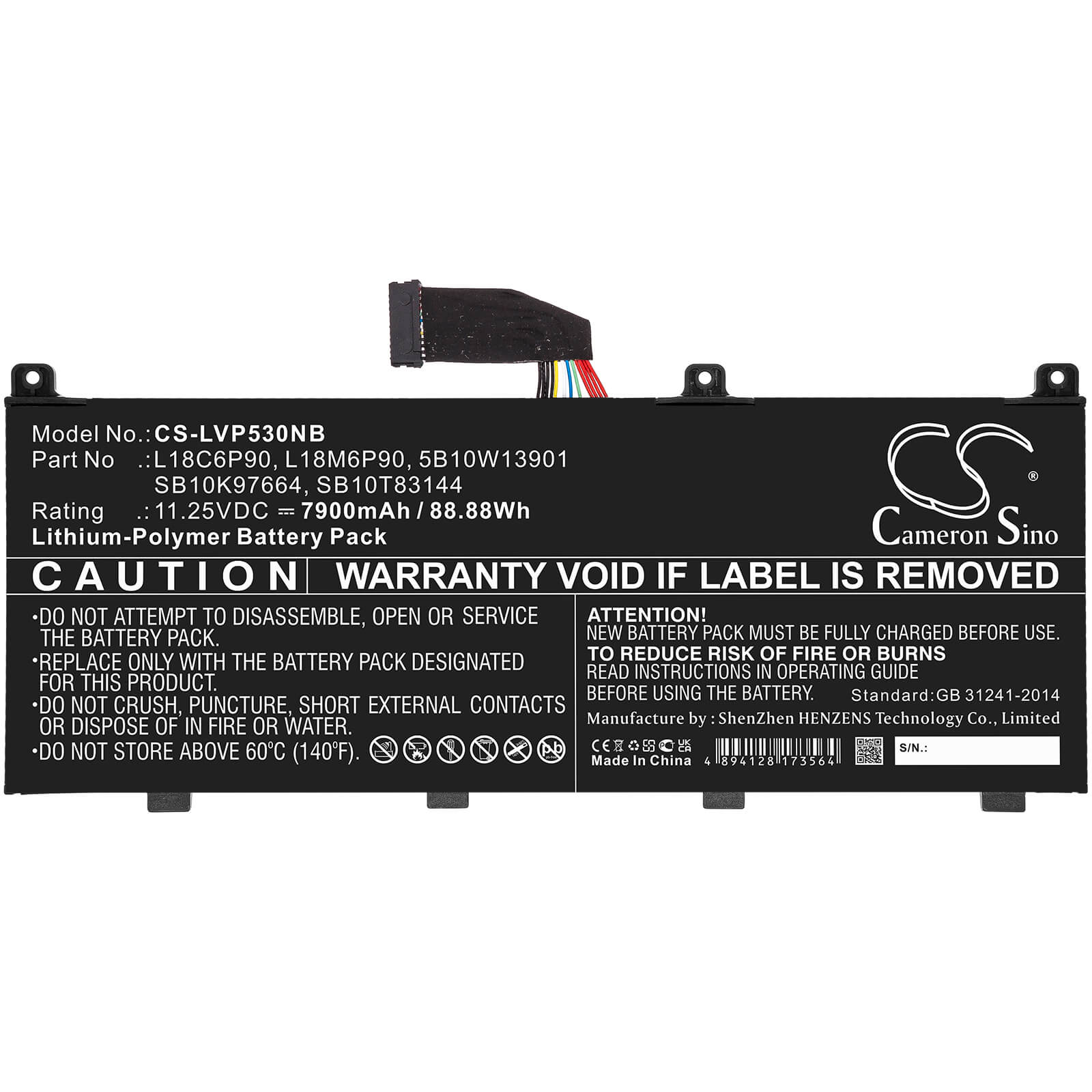 Li-Polymer Battery fits Lenovo, Thinkpad P53, Thinkpad P53 20qna00tcd 11.25V, 7900mAh / 88.88Wh Notebook & Laptop Cameron Sino Technology Limited