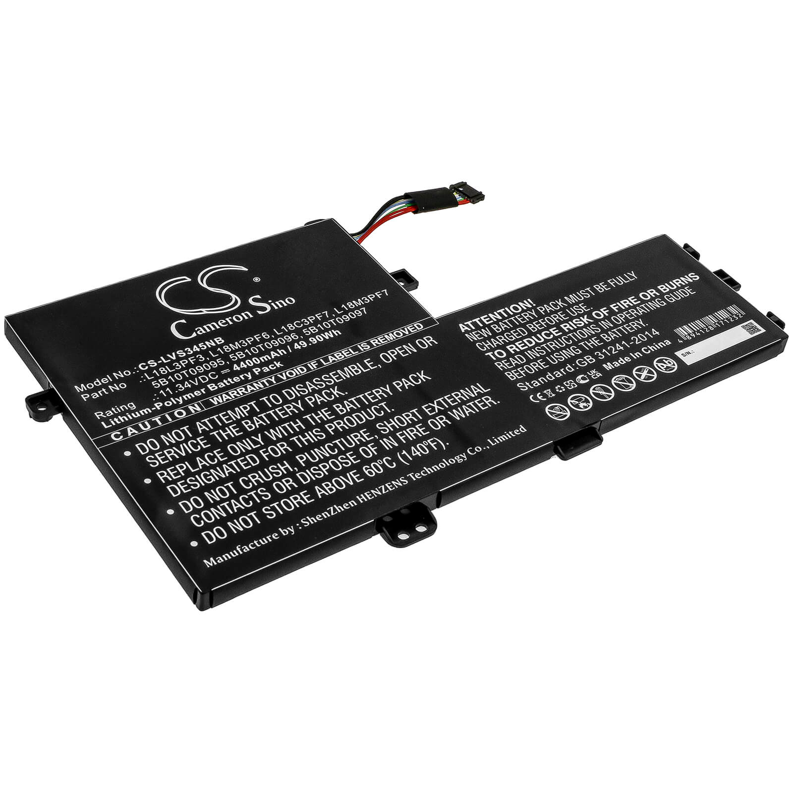 Li-Polymer Battery fits Lenovo, Ideapad C340 15, Ideapad C340-15iil 81xj0047au 11.34V, 4400mAh / 49.90Wh Notebook & Laptop Cameron Sino Technology Limited