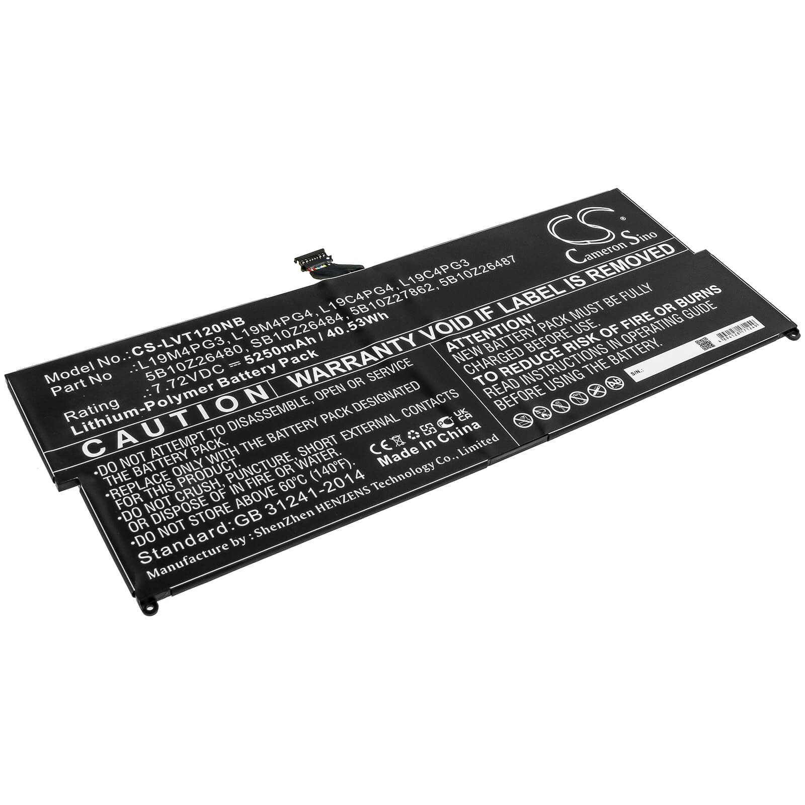 Li-Polymer Battery fits Lenovo, Thinkpad X12 Detachable 7.72V, 5250mAh / 40.53Wh Notebook & Laptop Cameron Sino Technology Limited