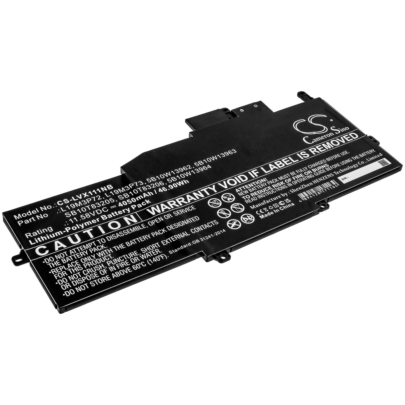 Li-Polymer Battery fits Lenovo, Thinkpad X1 Nano, Thinkpad X1 Nano Gen 1-20un000 11.58V, 4050mAh / 46.90Wh Notebook & Laptop Cameron Sino Technology Limited