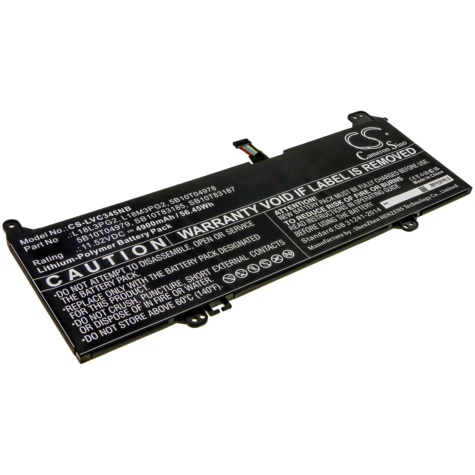 Li-Polymer Battery fits Lenovo, 14e Chromebook 81mh000yau, 14e Chromebook 81mh0011au 11.52V, 4900mAh / 56.45Wh Notebook & Laptop Cameron Sino Technology Limited