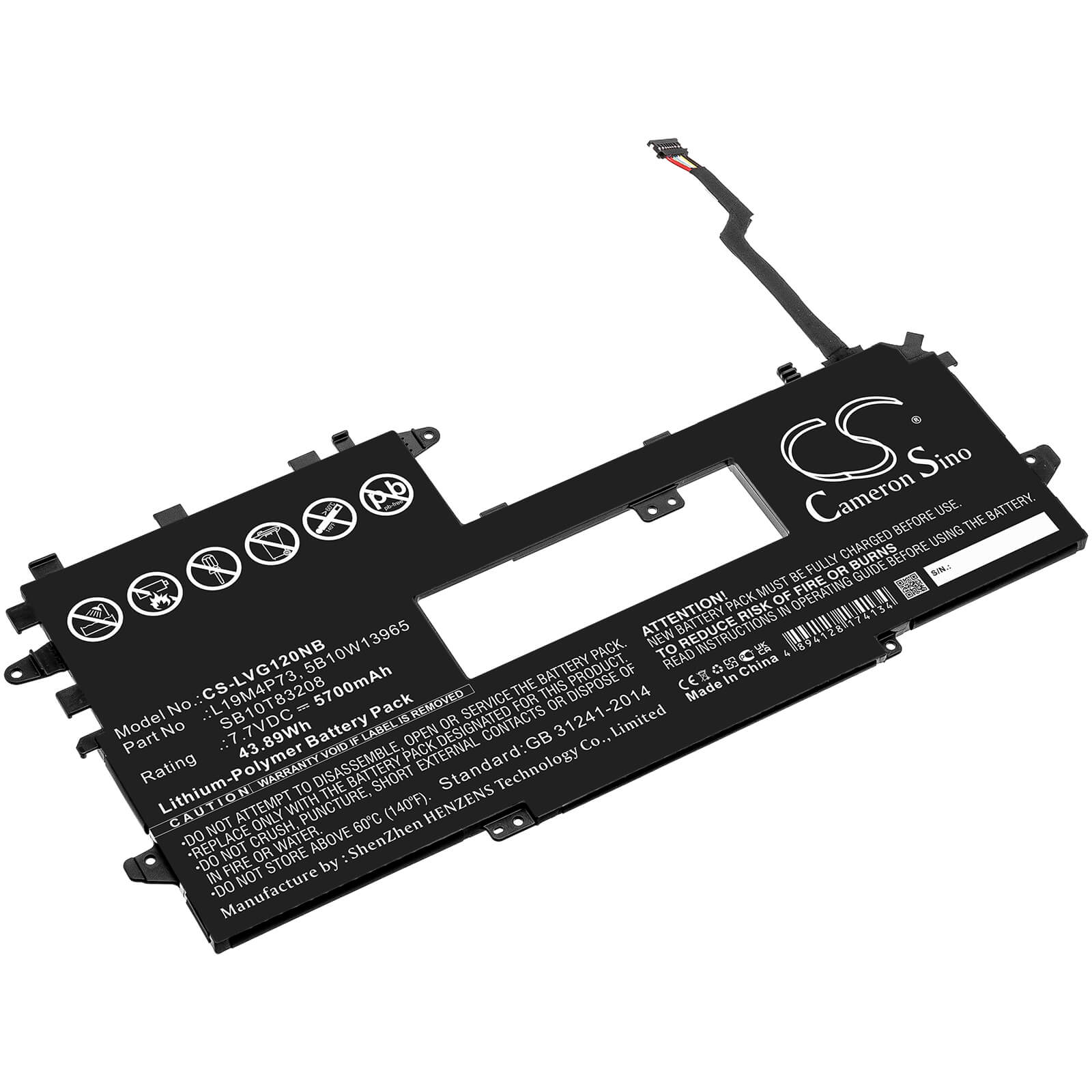Li-Polymer Battery fits Lenovo, Thinkpad X1 Titanium Yoga G1 2, Thinkpad X1 Titanium Yoga G1-2 7.7V, 5700mAh / 43.89Wh Notebook & Laptop Cameron Sino Technology Limited