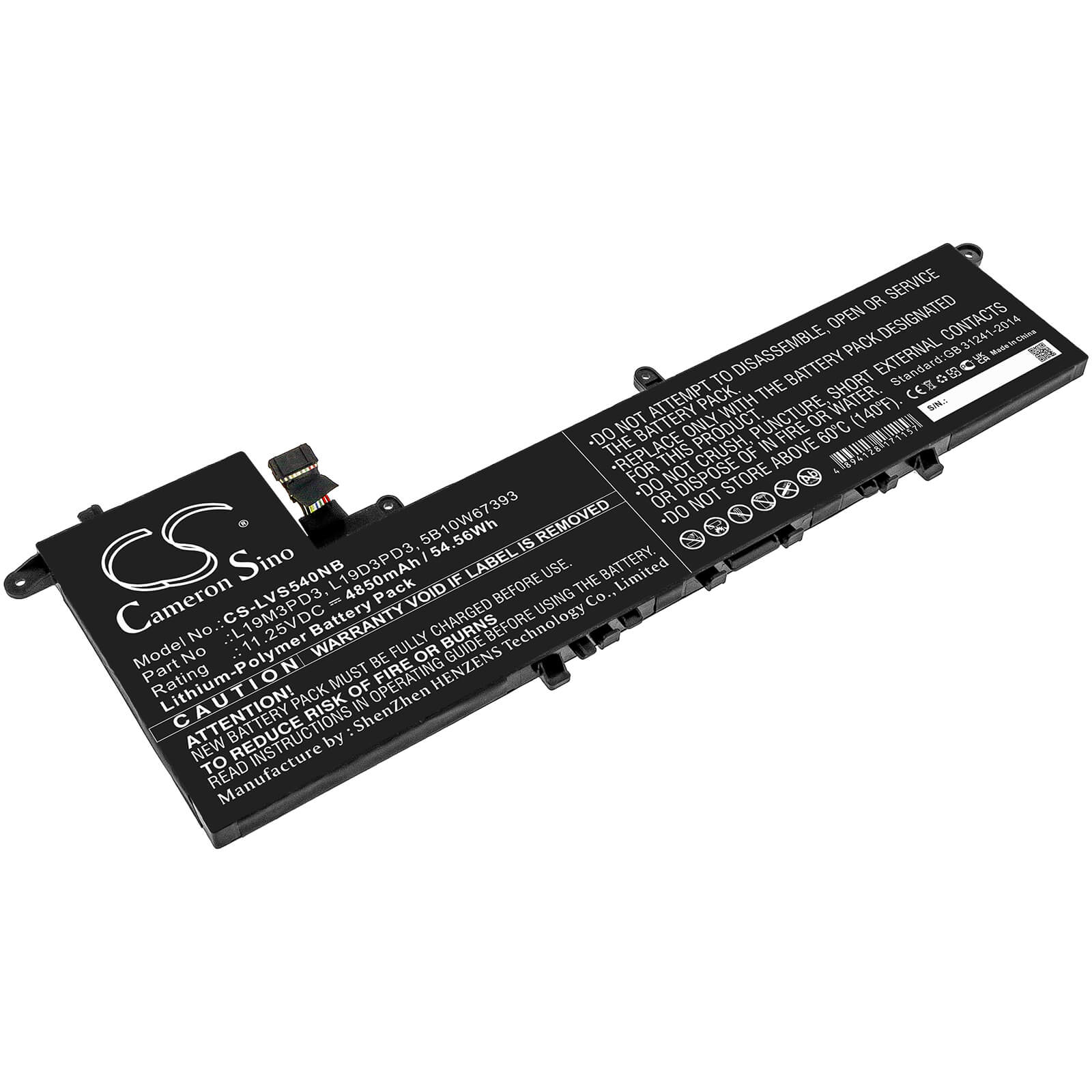 Li-Polymer Battery fits Lenovo, Ideapad S540 13are, Ideapad S540 13iml 11.25V, 4850mAh / 54.56Wh Notebook & Laptop Cameron Sino Technology Limited