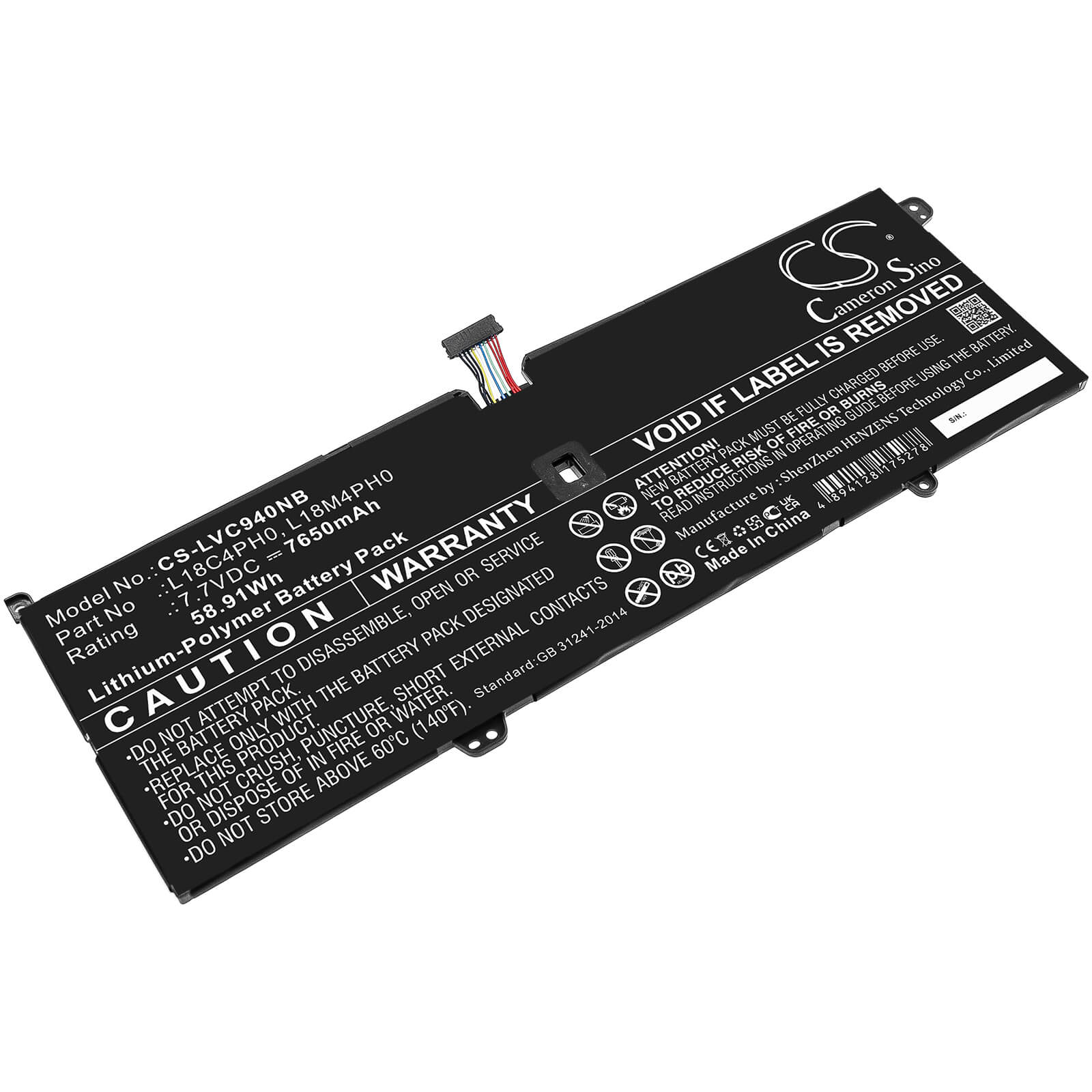 Li-Polymer Battery fits Lenovo, Yoga C940 Sp/a, Yoga C940-14iil 7.7V, 7650mAh / 58.91Wh Notebook & Laptop Cameron Sino Technology Limited