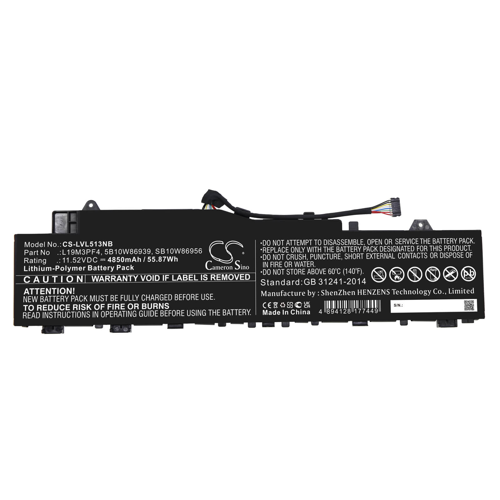 Li-Polymer Battery fits Lenovo, Ducati 5 82es000dau, Ideapad 5 14are05 11.52V, 4850mAh / 55.87Wh Notebook & Laptop Cameron Sino Technology Limited