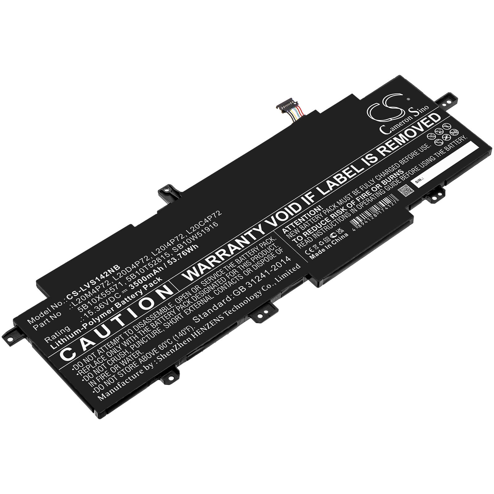 Li-Polymer Battery fits Lenovo, 20wm00avhh, 20wm00ayhh 15.36V, 3500mAh / 53.76Wh Notebook & Laptop Cameron Sino Technology Limited