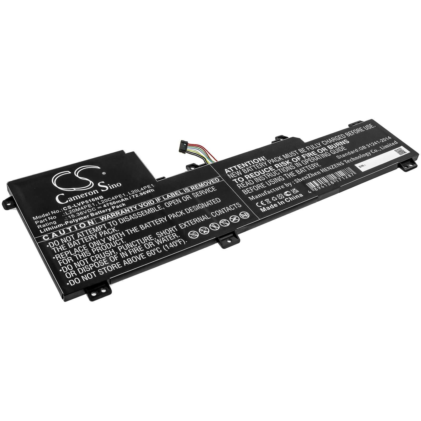 Li-Polymer Battery fits Lenovo, Ideapad 5 Pro, Ideapad 5 Pro-16ach6 15.36V, 4750mAh / 72.96Wh Notebook & Laptop Cameron Sino Technology Limited
