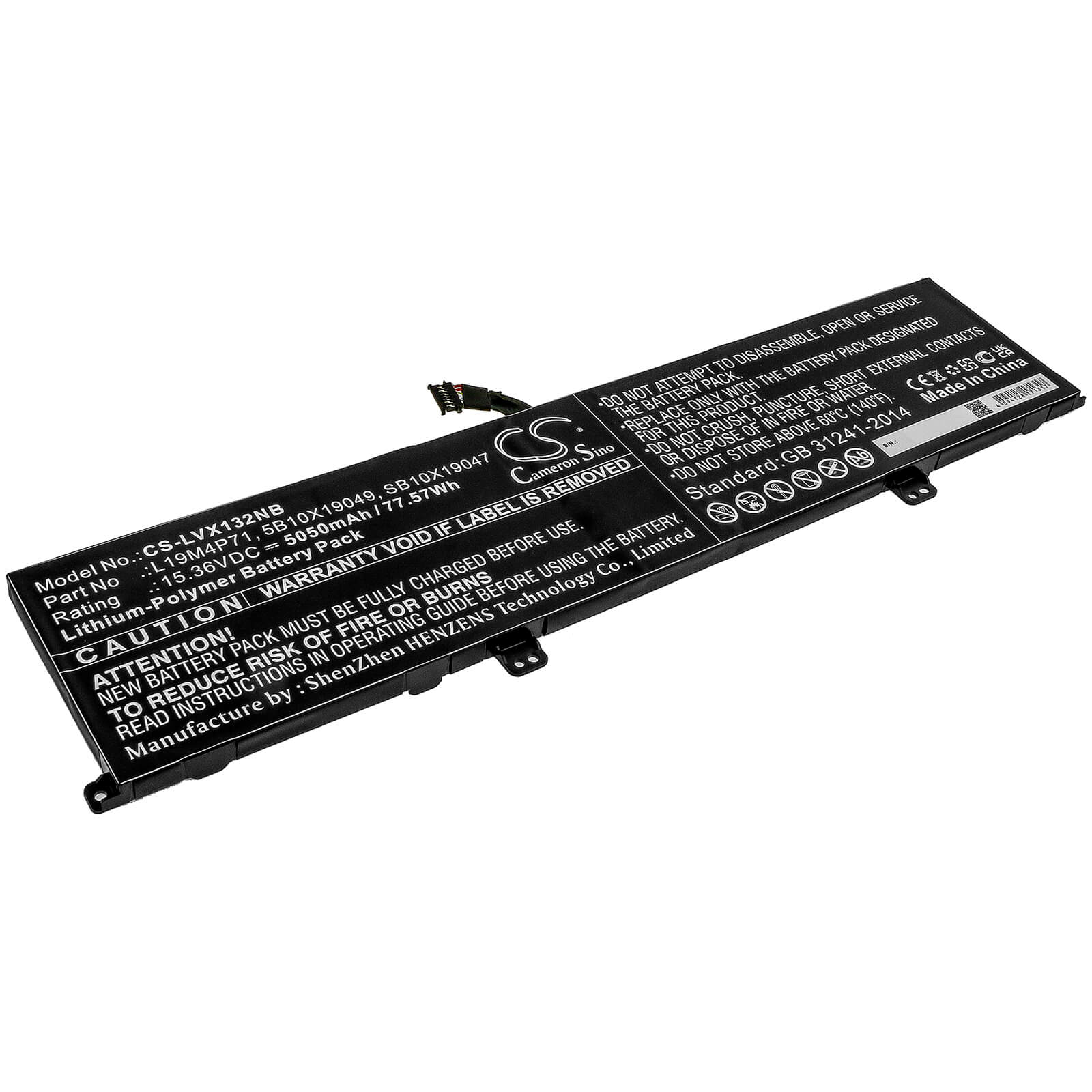 Li-Polymer Battery fits Lenovo, Thinkpad X1 Extreme Gen 3, Thinkpad X1 Extreme Gen 3 20tk 15.36V, 5050mAh / 77.57Wh Notebook & Laptop Cameron Sino Technology Limited