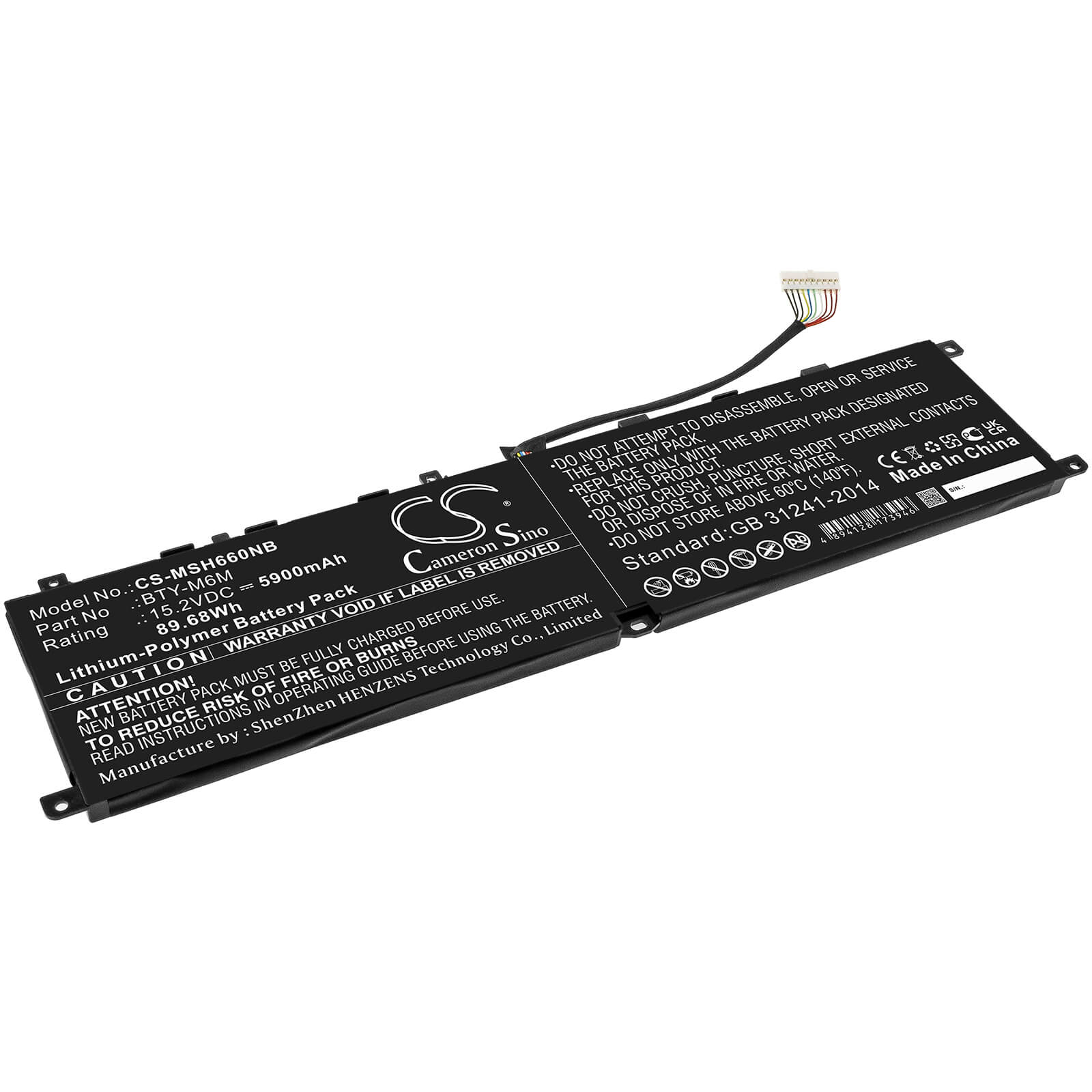 Li-Polymer Battery fits Msi, Creator 15 A10sdt, Creator 15 A10sdt-065es 15.2V, 5900mAh / 89.68Wh Notebook & Laptop Cameron Sino Technology Limited