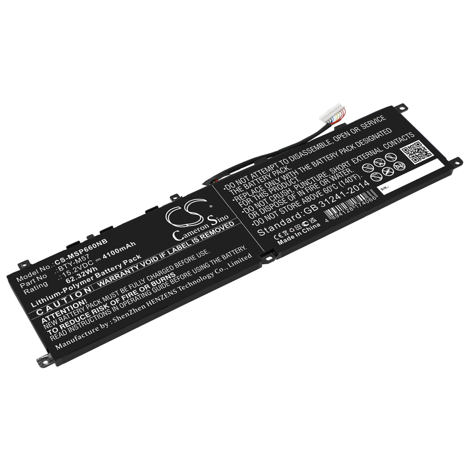 Li-Polymer Battery fits Msi, Gp66, Gp76 15.2V, 4100mAh / 62.32Wh Notebook & Laptop Cameron Sino Technology Limited
