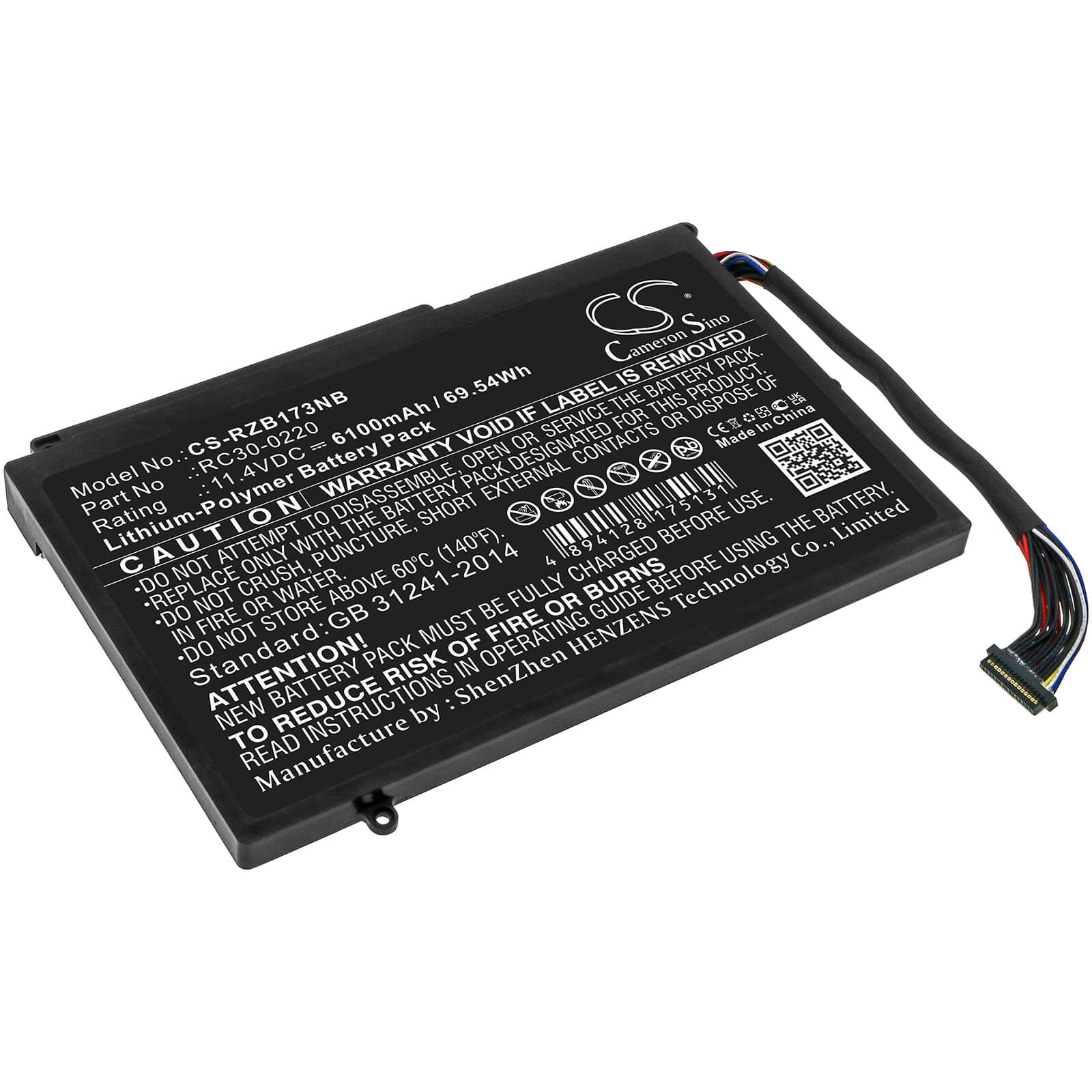 Li-Polymer Battery fits Razer, Blade Pro 17 2019 4k Uhd, Blade Pro 17 2019 Full Hd 11.4V, 6100mAh / 69.54Wh Notebook & Laptop Cameron Sino Technology Limited