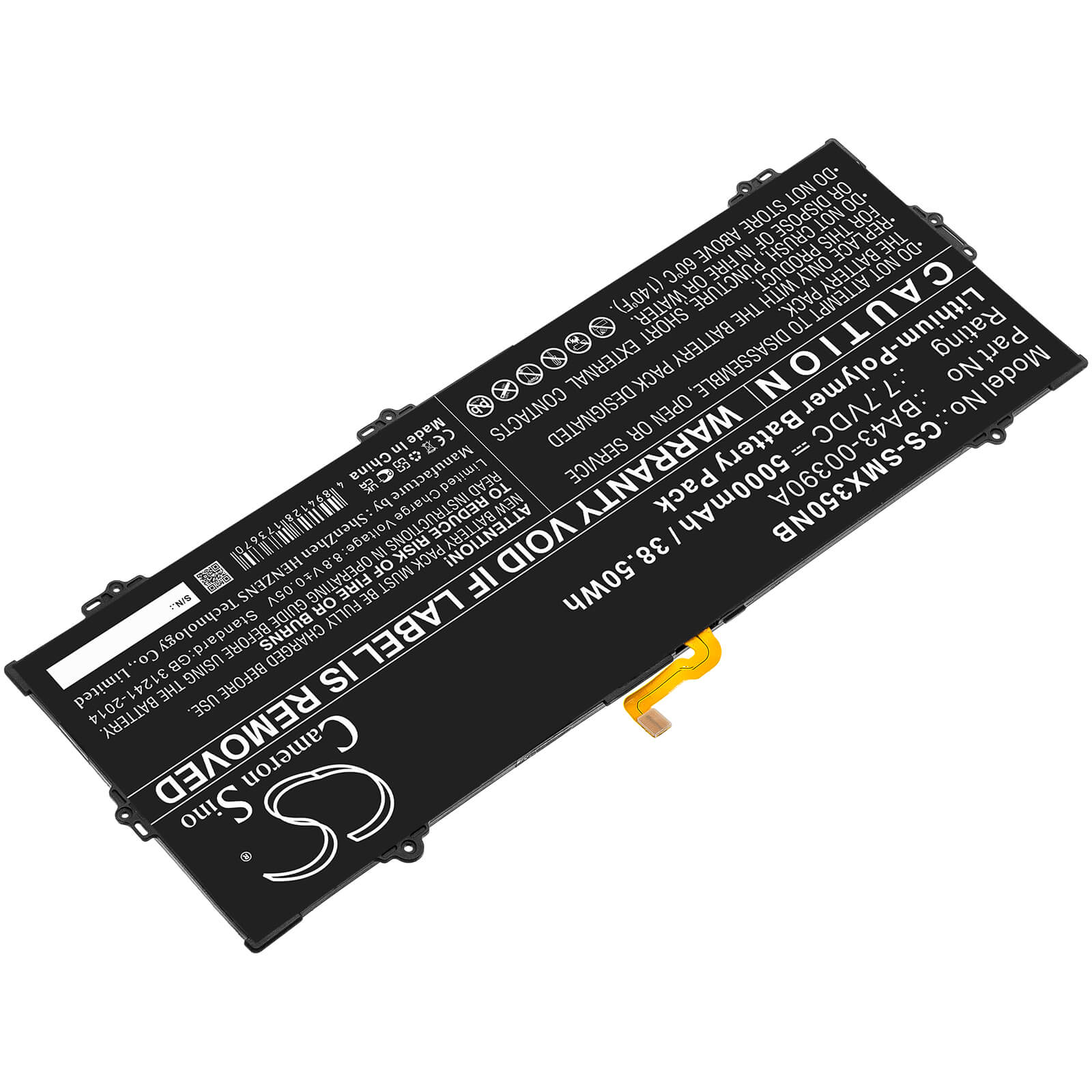 Li-Polymer Battery fits Samsung, Chromebook 15,6", Xe350xba-k01us 7.7V, 5000mAh / 38.50Wh Notebook & Laptop Cameron Sino Technology Limited