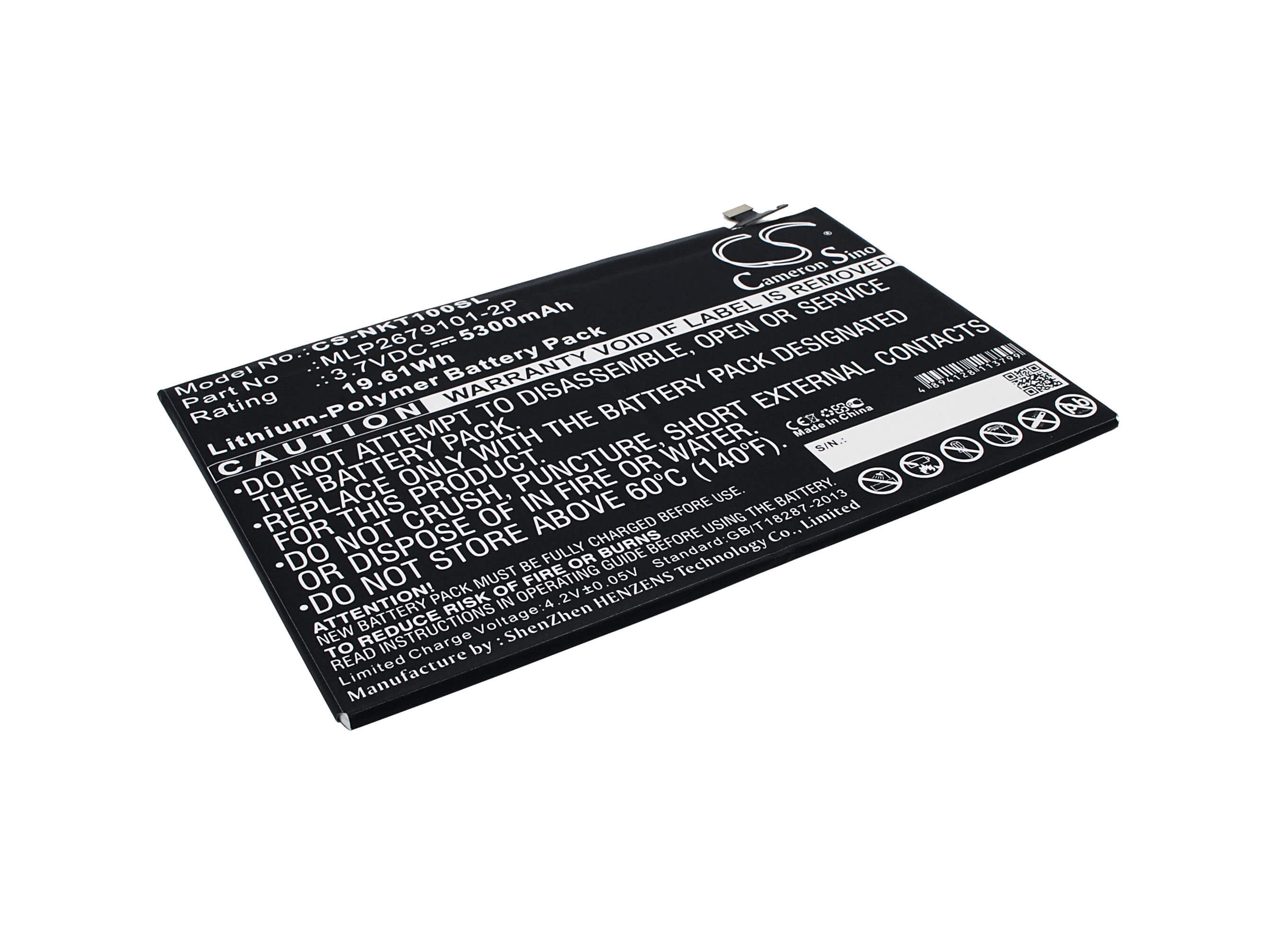 Li-Polymer Battery fits Nokia, N1, N1s 3.7V, 5300mAh / 19.61Wh Cameron Sino Technology Limited