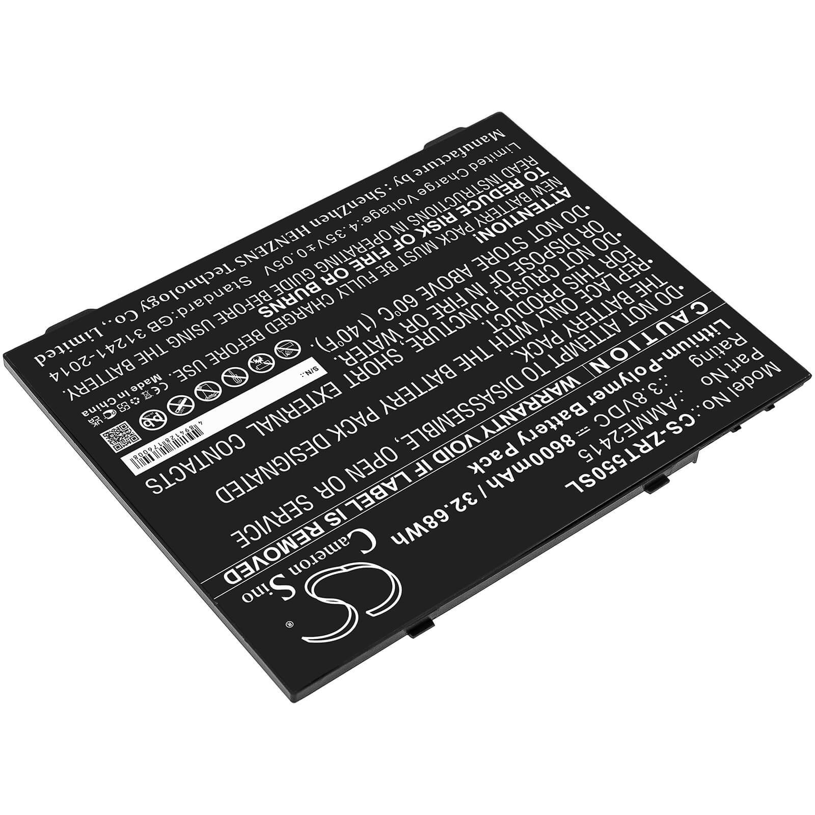 Li-Polymer Battery fits Zebra, Et50, Et55 3.8V, 8600mAh / 32.68Wh Tablet Cameron Sino Technology Limited