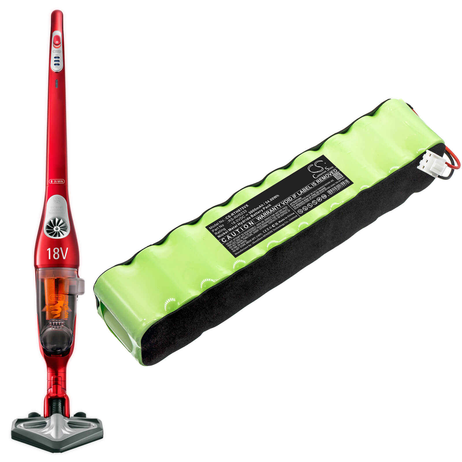 Ni-MH Battery fits Rowenta, 2210017128, 2210017132 18.0V, 3000mAh / 54.00Wh Vacuum Cameron Sino Technology Limited