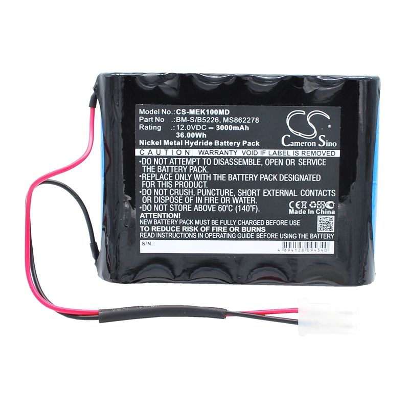 Ni-MH Battery fits Burdick, Corp Elite Ek10, Ek10, Elite 2 12.0V, 3000mAh Medical Cameron Sino Technology Limited