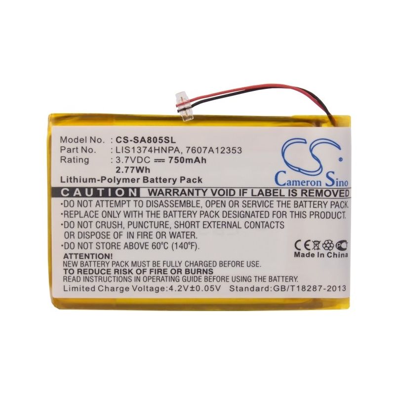 Li-Polymer Battery fits Sony, Nw-a805, Nw-a805b, Nw-a805p 3.7V, 750mAh Media Player Cameron Sino Technology Limited