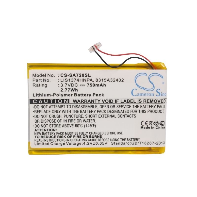 Li-polymer Battery Fits Sony, Nwz-820, Nwz-a720, Nwz-a726 3.7v, 750mah Media Player Cameron Sino Technology Limited