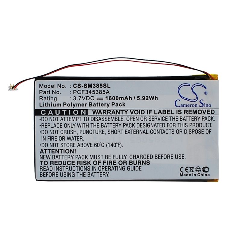 Li-Polymer Battery fits Samsung, Napster Mp3 Player, Pmpsgy910, Y910 3.7V, 1600mAh Media Player Cameron Sino Technology Limited