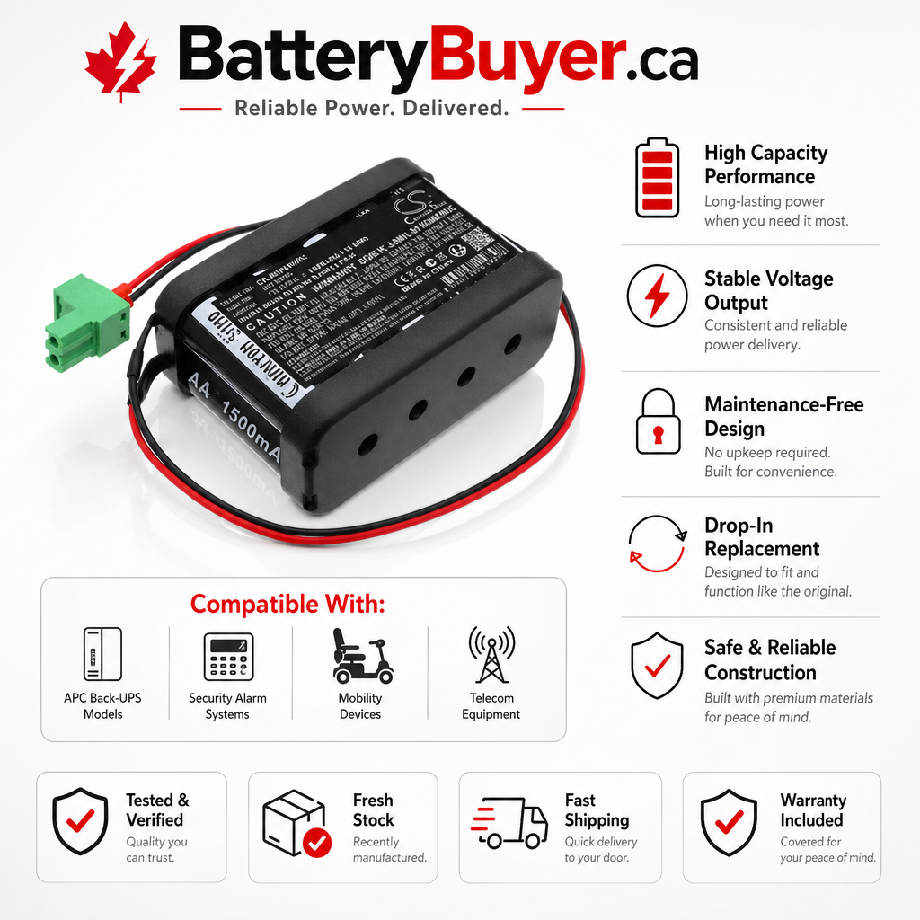 12V, Ni-MH, 1500mAh, Battery fits Besam Cud 9 EMD, 18Wh Automatic Doors Cameron Sino Technology Limited