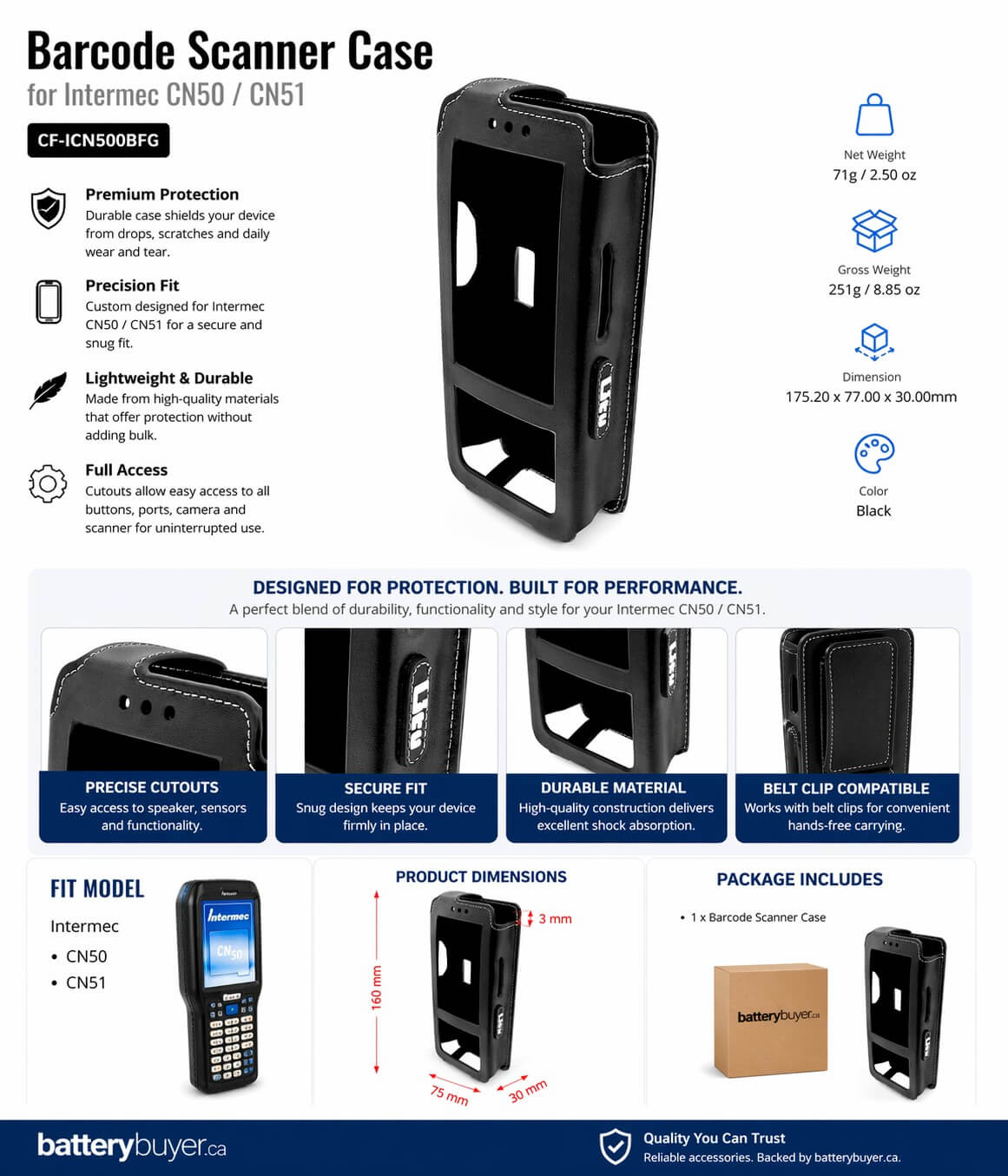 Intermec CN50 / CN51 Barcode Scanner Case – CF-ICN500BFG Black Protective Case Barcode Scanner Case Cameron Sino Technology Limited