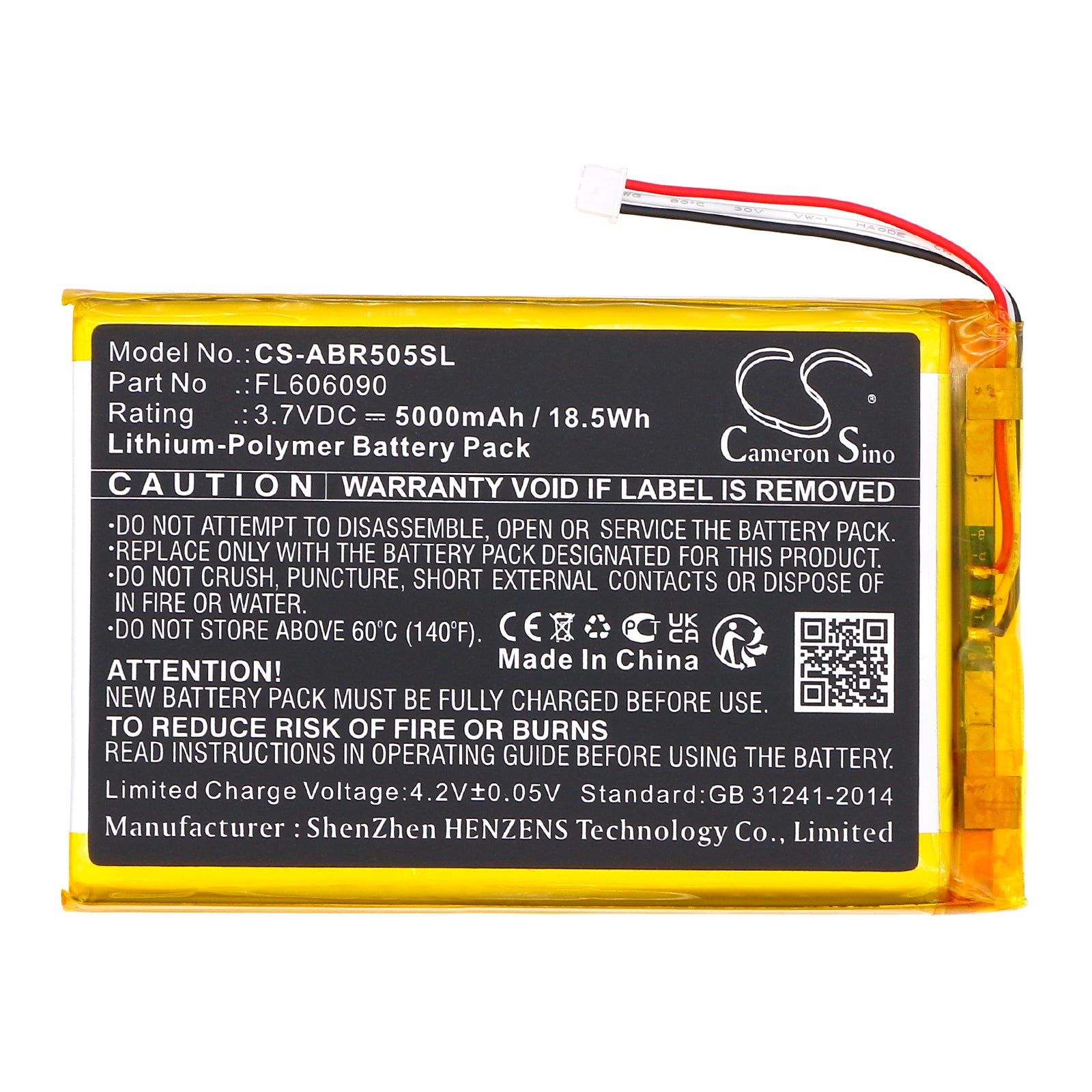 Li-Polymer, Game Console Battery fits Anbernic Rg505, 3.7V, 5000mAh Game Console Cameron Sino Technology Limited