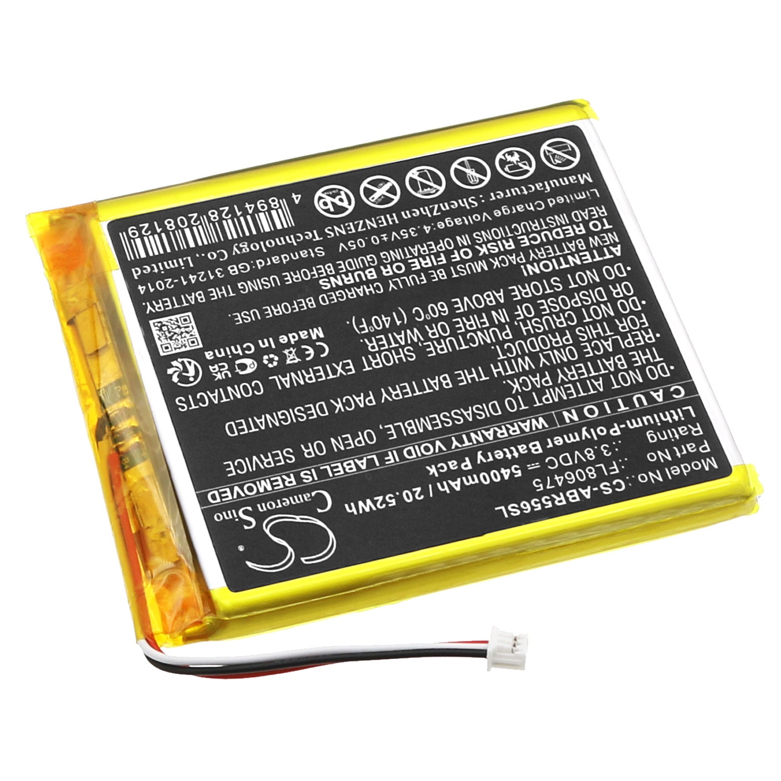 Li-Polymer, Game Console Battery fits Anbernic Rg556, 3.8V, 5400mAh Game Console Cameron Sino Technology Limited
