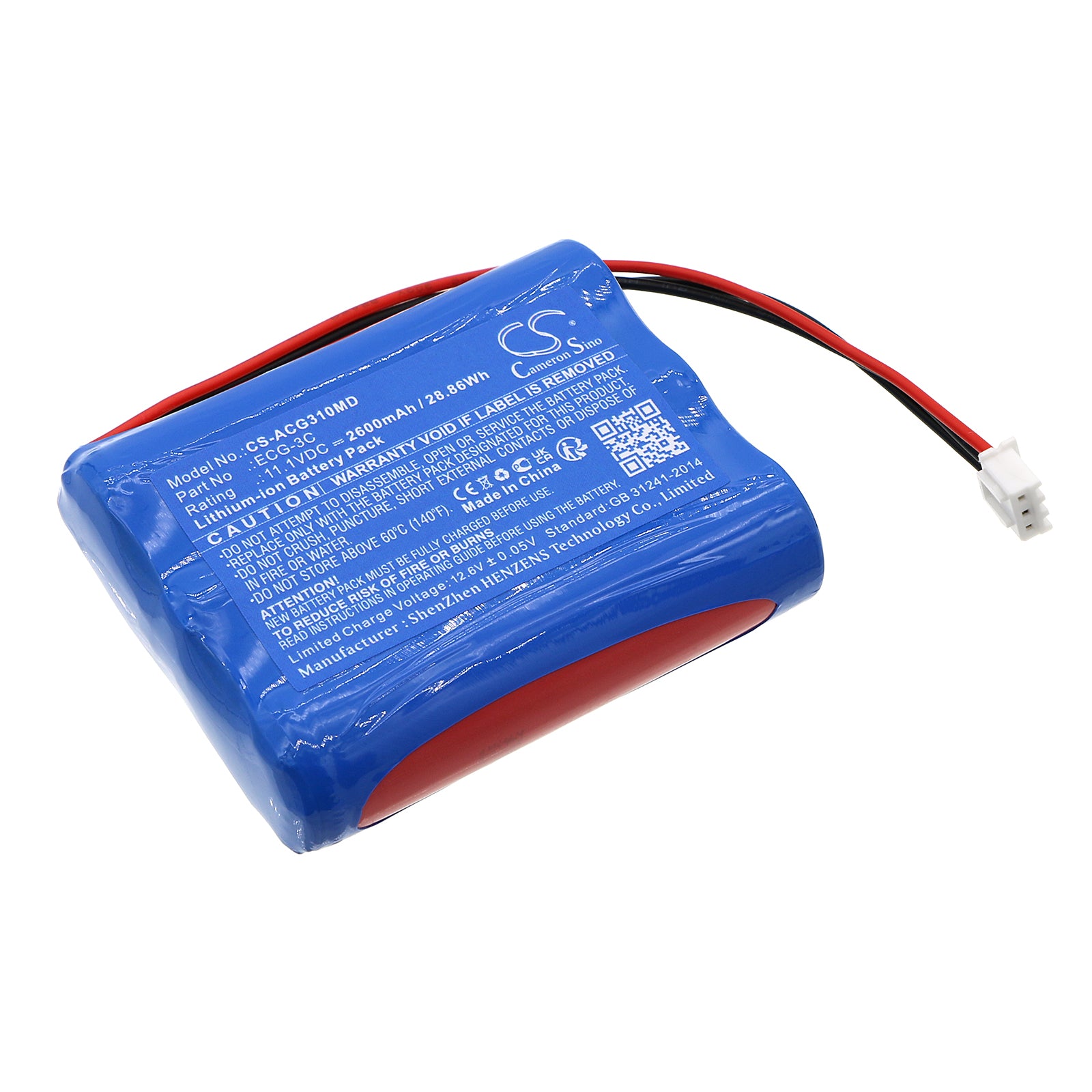 Li-ion, Medical Battery fits Aricon Ecg-3c, 11.1V, 2600mAh Medical Cameron Sino Technology Limited