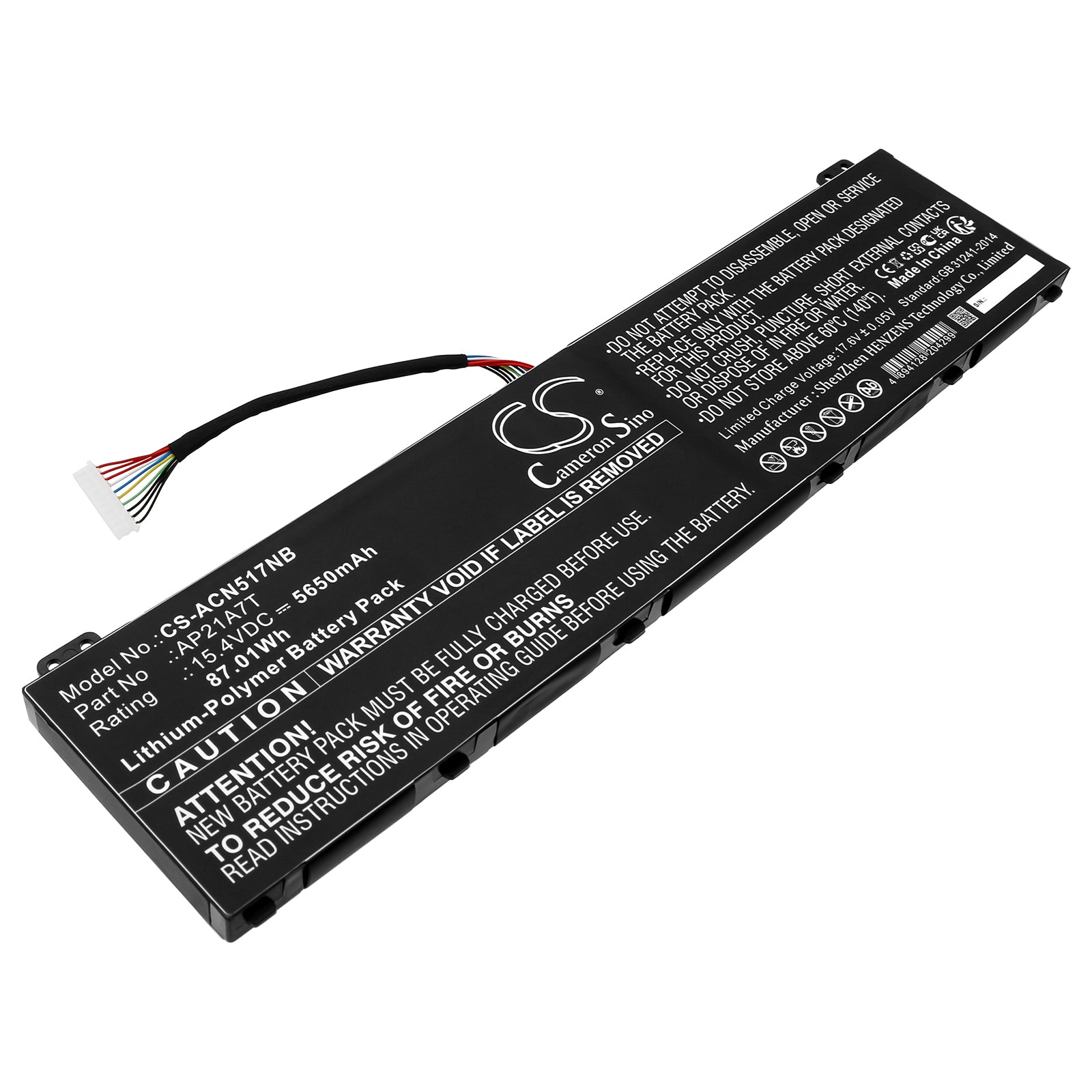 Li-ion, Notebook, Laptop Battery fits Acer Nitro 5 An517-55-50nf, Nitro 5 An517-55-50p0, 15.4V, 5650mAh Notebook, Laptop Cameron Sino Technology Limited