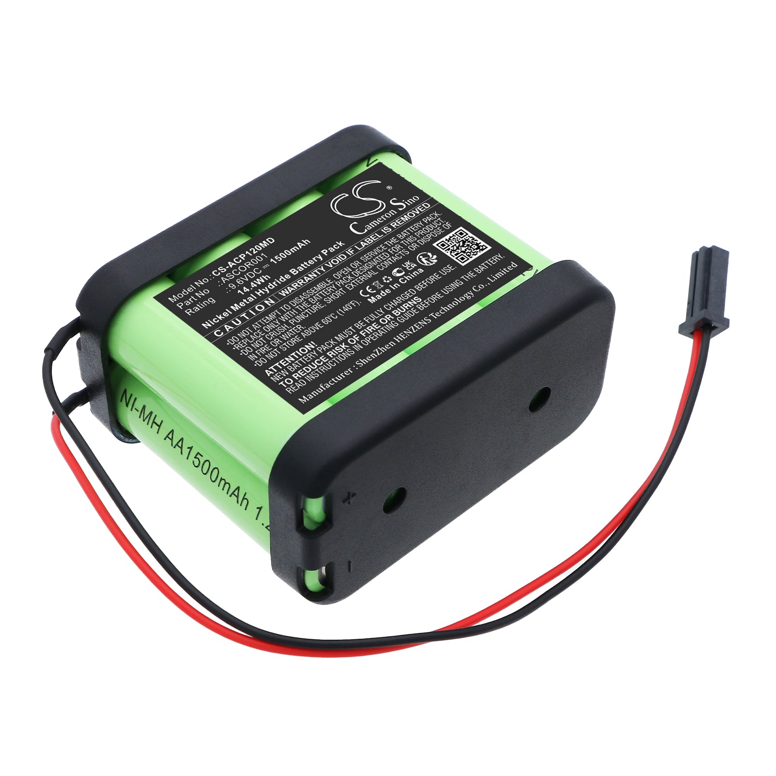 9.6V, Ni-MH, 1500mAh, Battery fits Ascor AP12, AP22, 14.4Wh Medical Cameron Sino Technology Limited