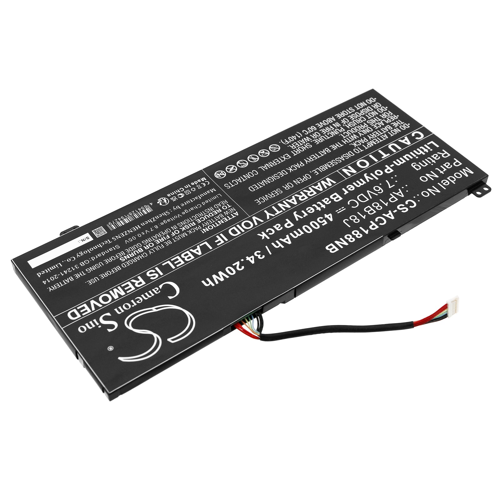 Li-Polymer, Notebook, Laptop Battery fits Acer Aspire 3 A314-32, Aspire 3 A314-32-33, 7.6V, 4500mAh Notebook, Laptop Cameron Sino Technology Limited