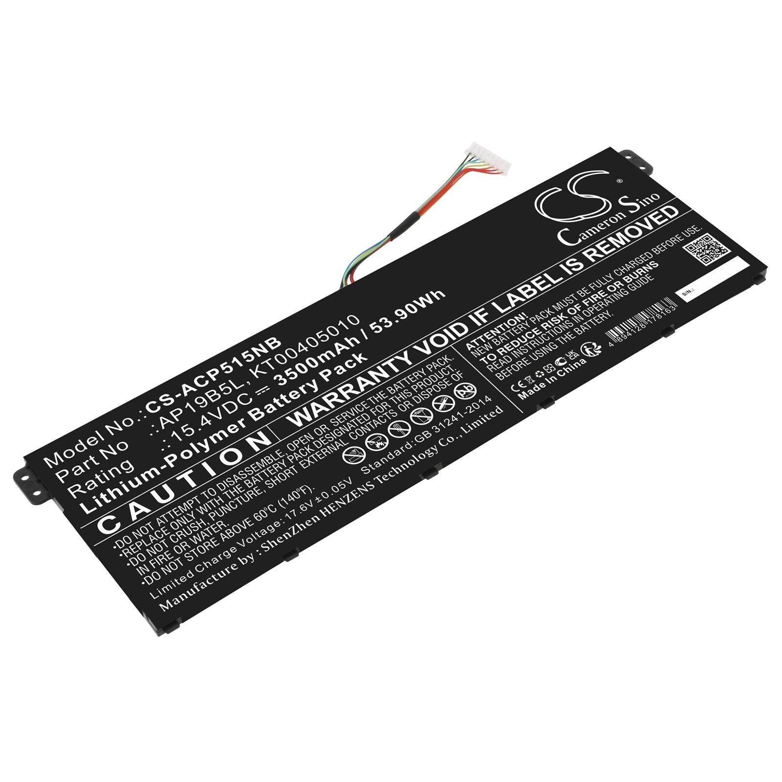 Li-Polymer, Notebook, Laptop Battery fits Acer A515-43-r19l, Aspire 5 A515-43, 15.4V, 3500mAh Notebook, Laptop Cameron Sino Technology Limited