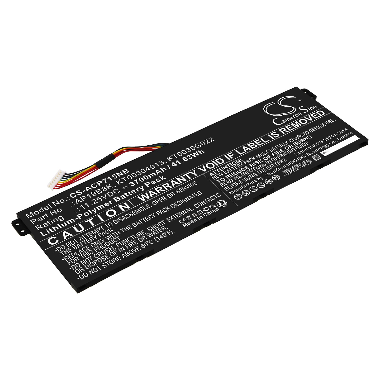 Li-Polymer, Notebook, Laptop Battery fits Acer Aspire 3 A314-22-a1yy, Aspire 3 A314-22-r029, 11.25V, 3700mAh Notebook, Laptop Cameron Sino Technology Limited